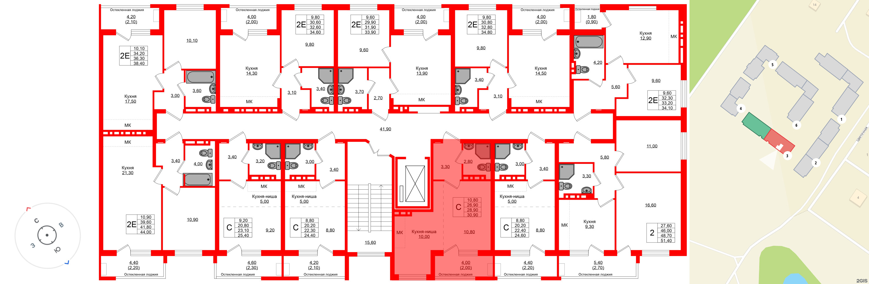 Квартира в ЖК Кроны и Волны, студия, 28.9 м², 2 этаж
