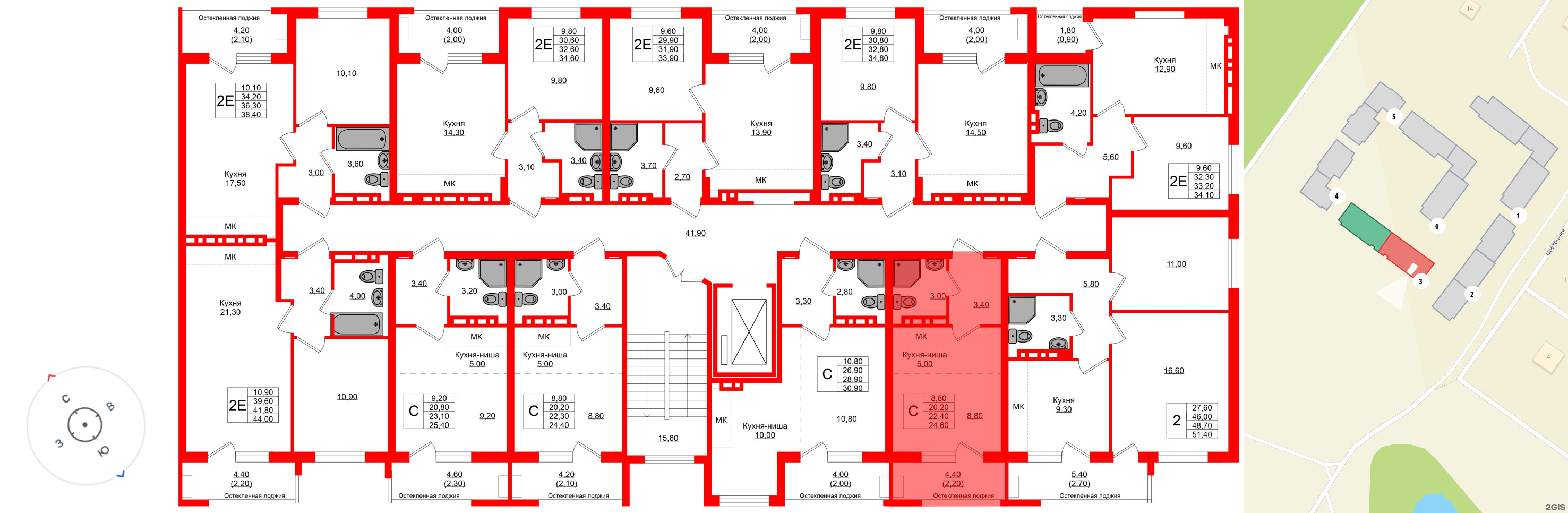 Квартира в ЖК Кроны и Волны, студия, 22.4 м², 3 этаж