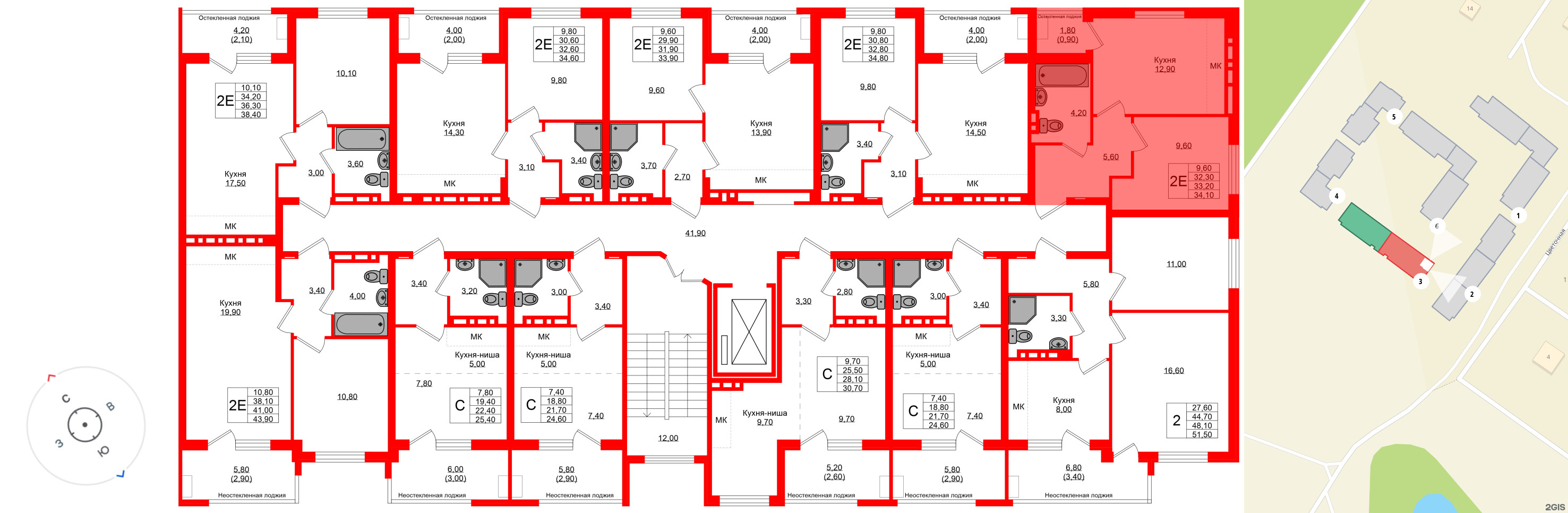 Квартира в ЖК Кроны и Волны, 1 комнатная, 33.2 м², 4 этаж