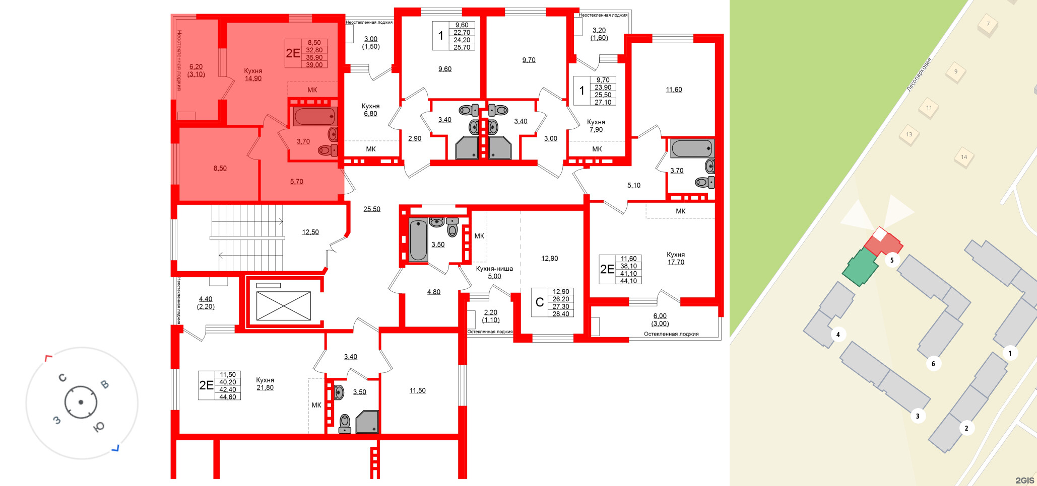 Квартира в ЖК Кроны и Волны, 1 комнатная, 35.9 м², 4 этаж