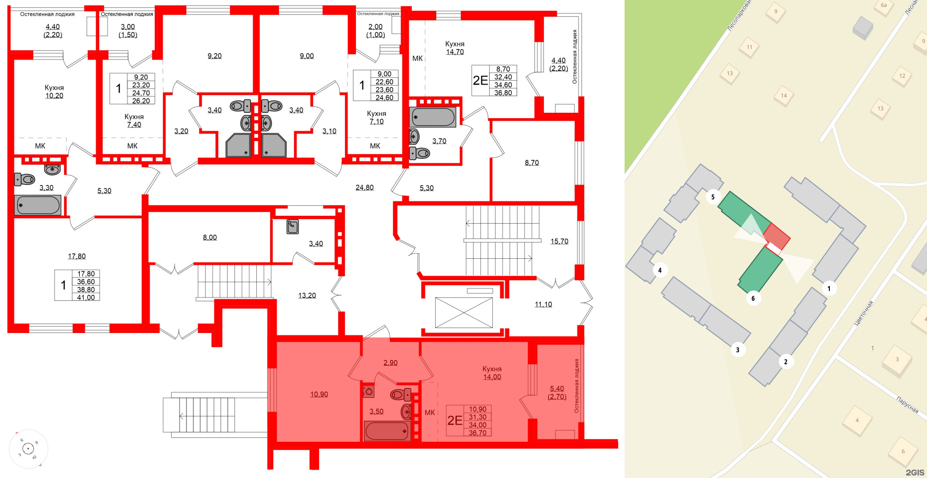 Квартира в ЖК Кроны и Волны, 1 комнатная, 34 м², 1 этаж