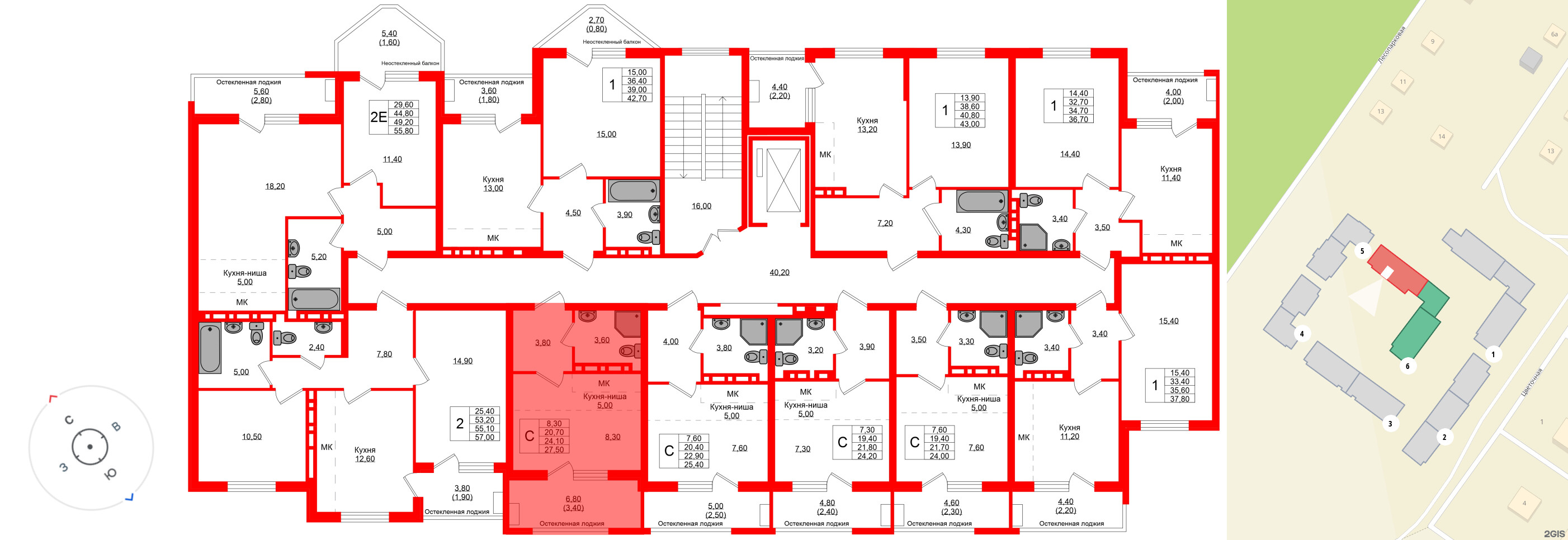 Квартира в ЖК Кроны и Волны, студия, 24.1 м², 2 этаж