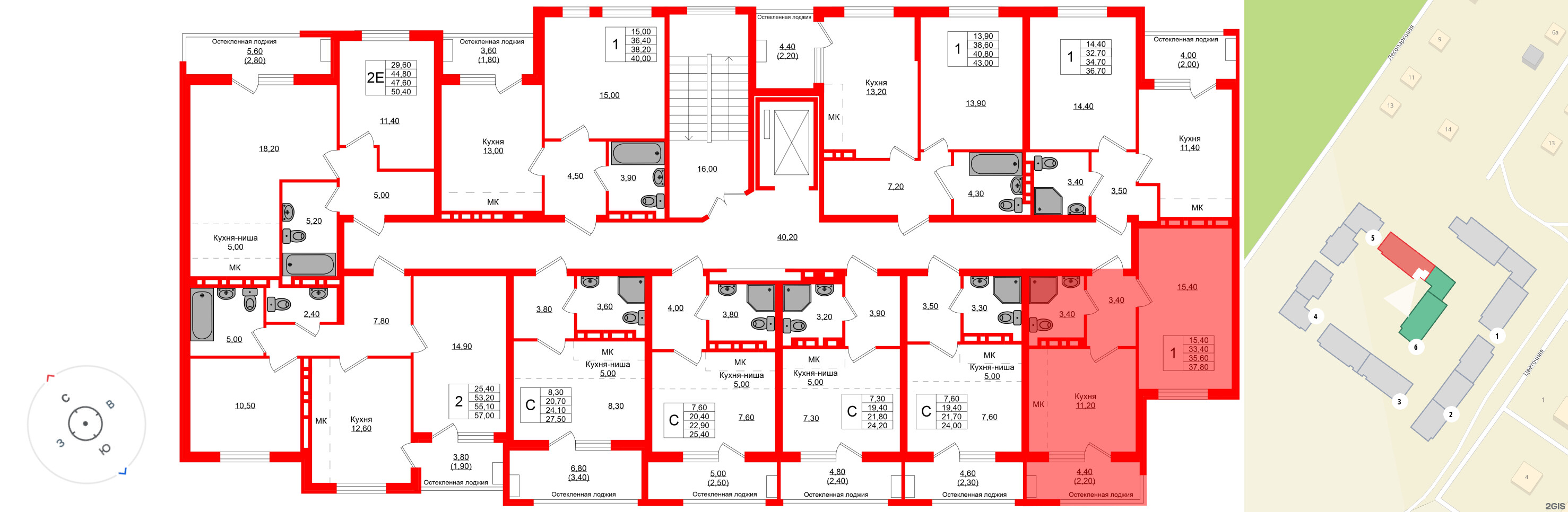 Квартира в ЖК Кроны и Волны, 1 комнатная, 35.6 м², 3 этаж