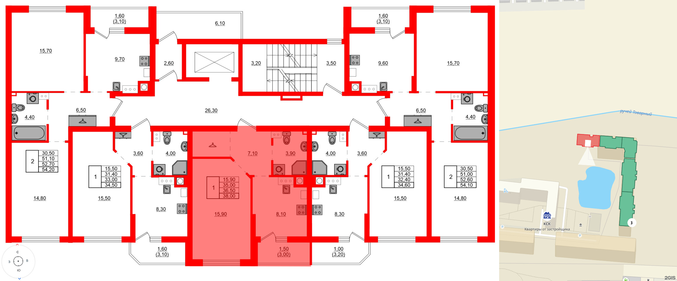 Квартира в ЖК Левада, 1 комнатная, 36.5 м², 9 этаж