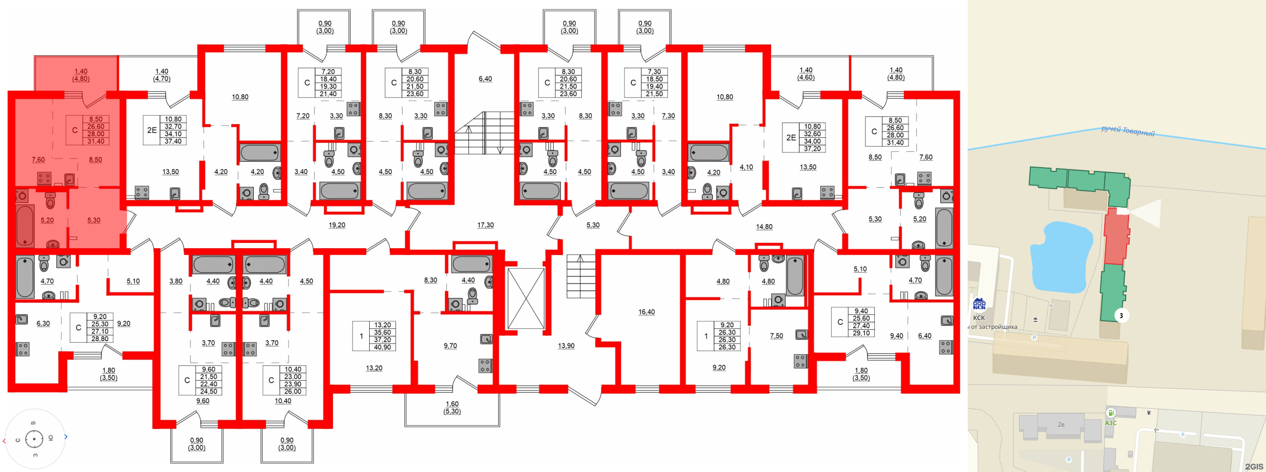 Квартира в ЖК Левада, студия, 28 м², 1 этаж