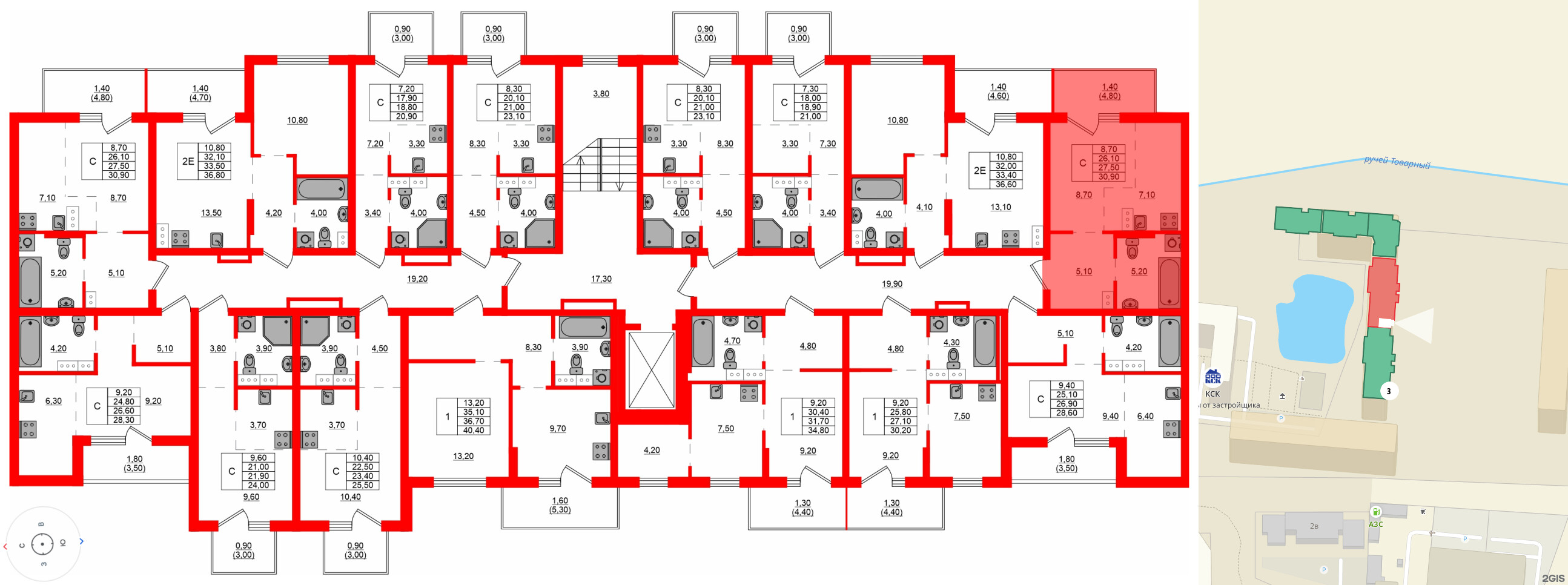 Квартира в ЖК Левада, студия, 27.5 м², 3 этаж