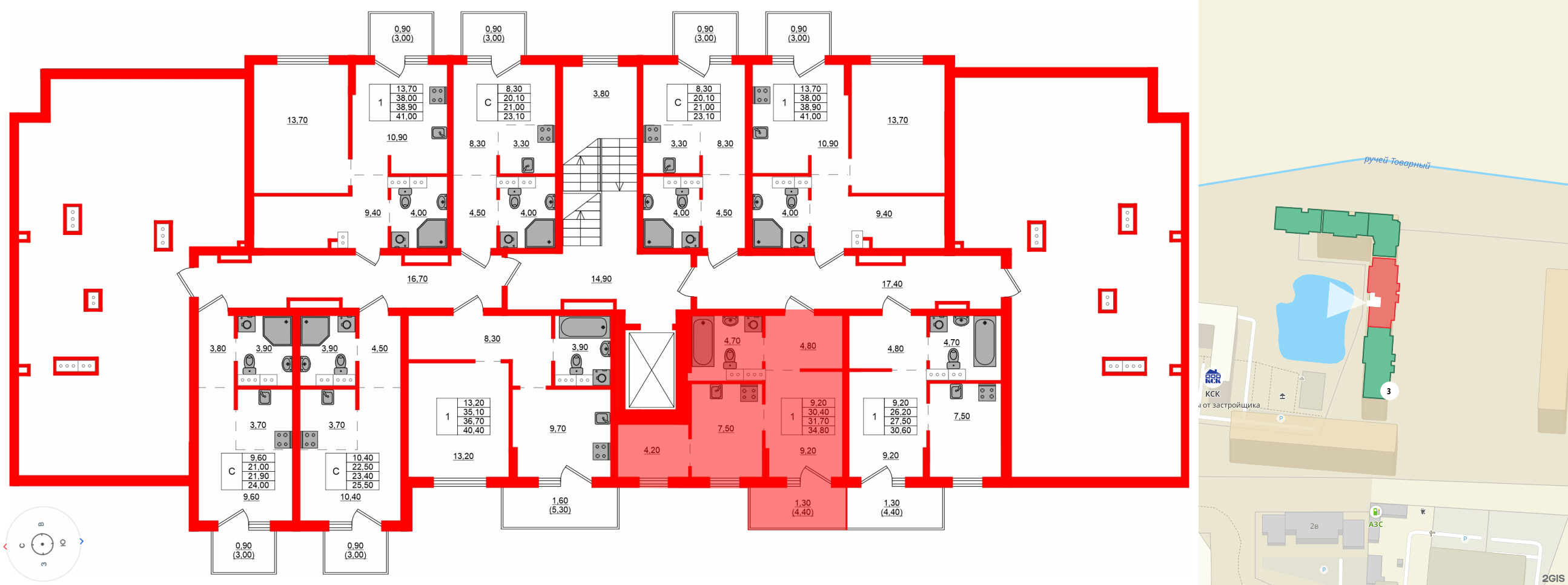 Квартира в ЖК Левада, 1 комнатная, 31.7 м², 9 этаж