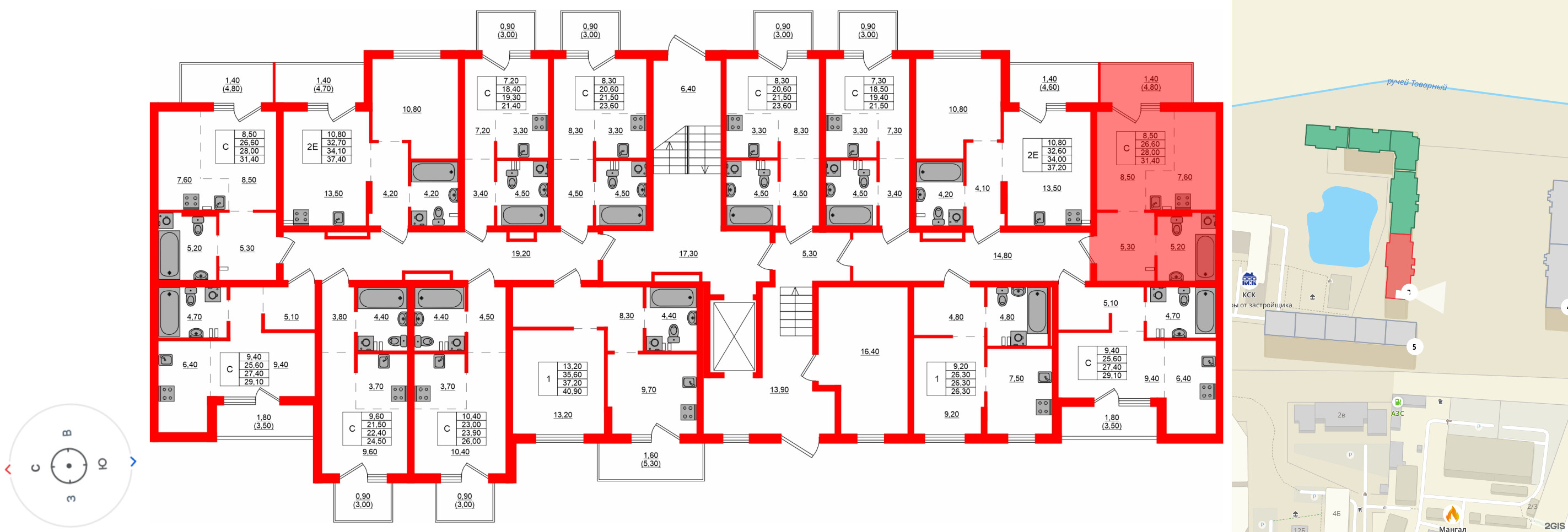 Квартира в ЖК Левада, студия, 28 м², 1 этаж