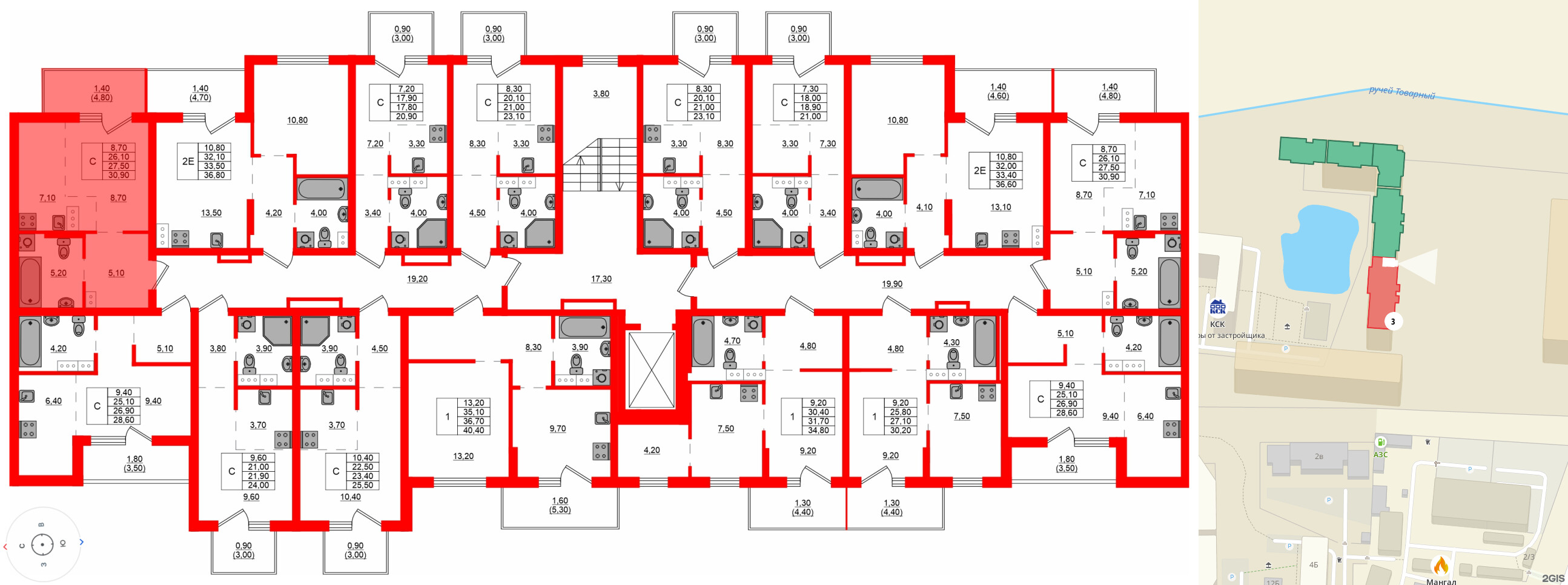 Квартира в ЖК Левада, студия, 27.5 м², 5 этаж