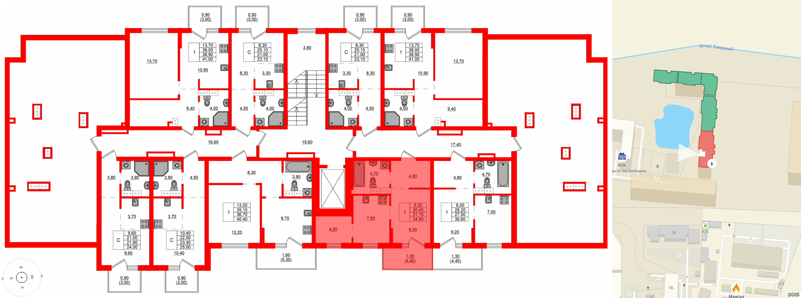 Квартира в ЖК Левада, 1 комнатная, 31.7 м², 9 этаж