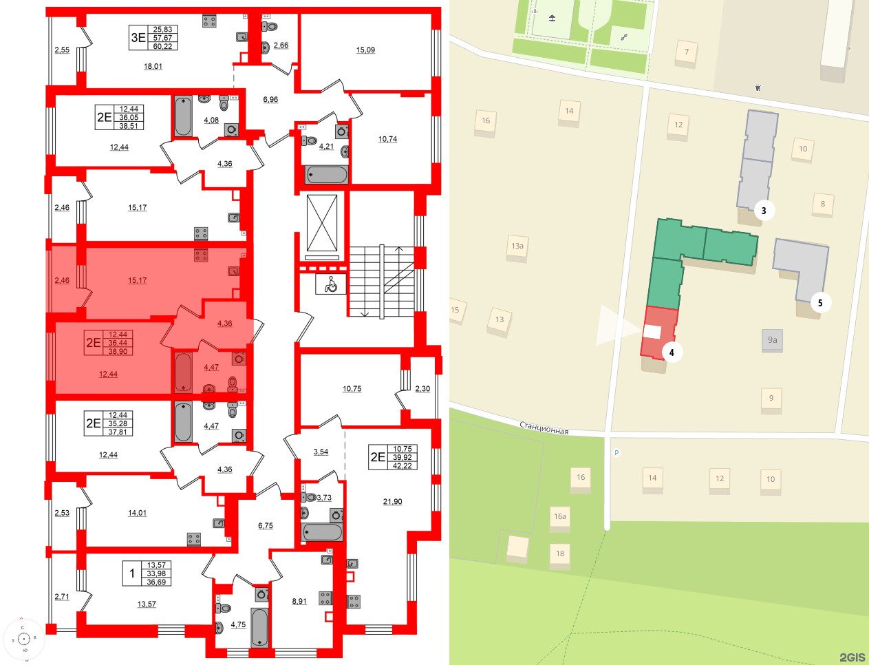 Квартира в ЖК «Новая история», 1 комнатная, 38.9 м², 3 этаж