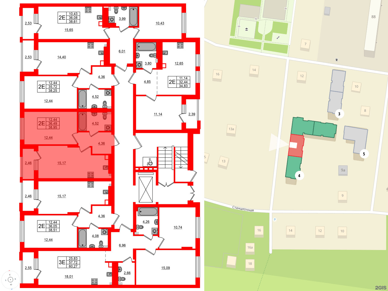 Квартира в ЖК «Новая история», 1 комнатная, 38.95 м², 1 этаж