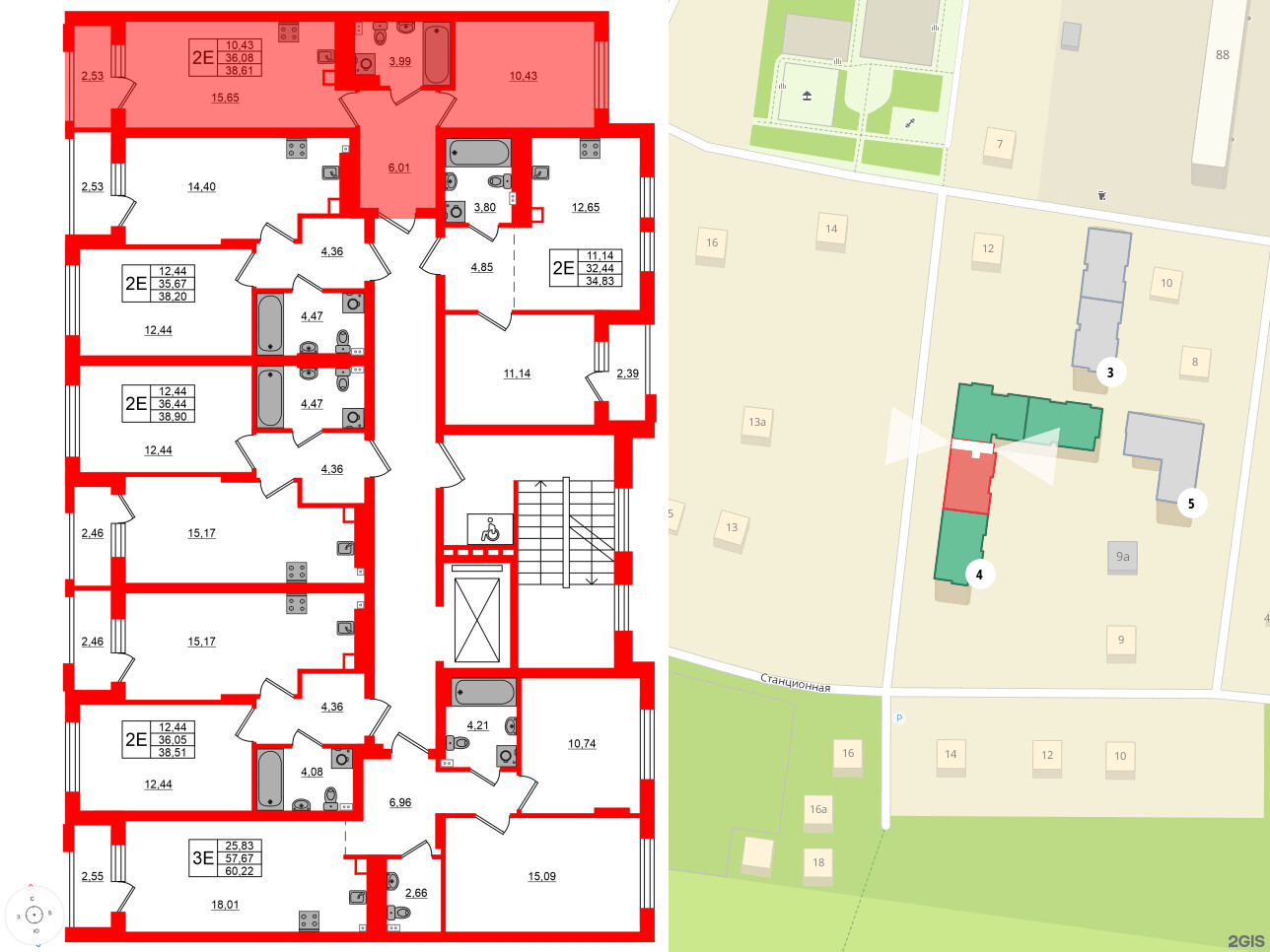 Квартира в ЖК «Новая история», 1 комнатная, 38.61 м², 3 этаж