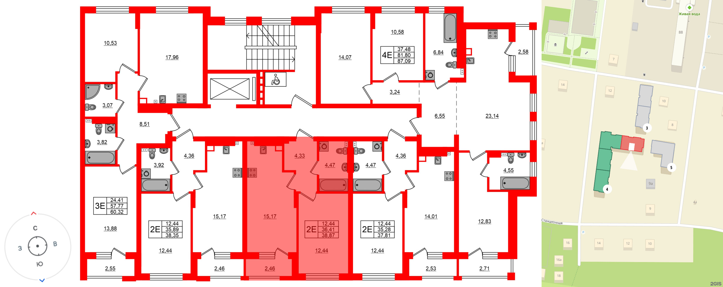 Квартира в ЖК «Новая история», 1 комнатная, 39.87 м², 3 этаж