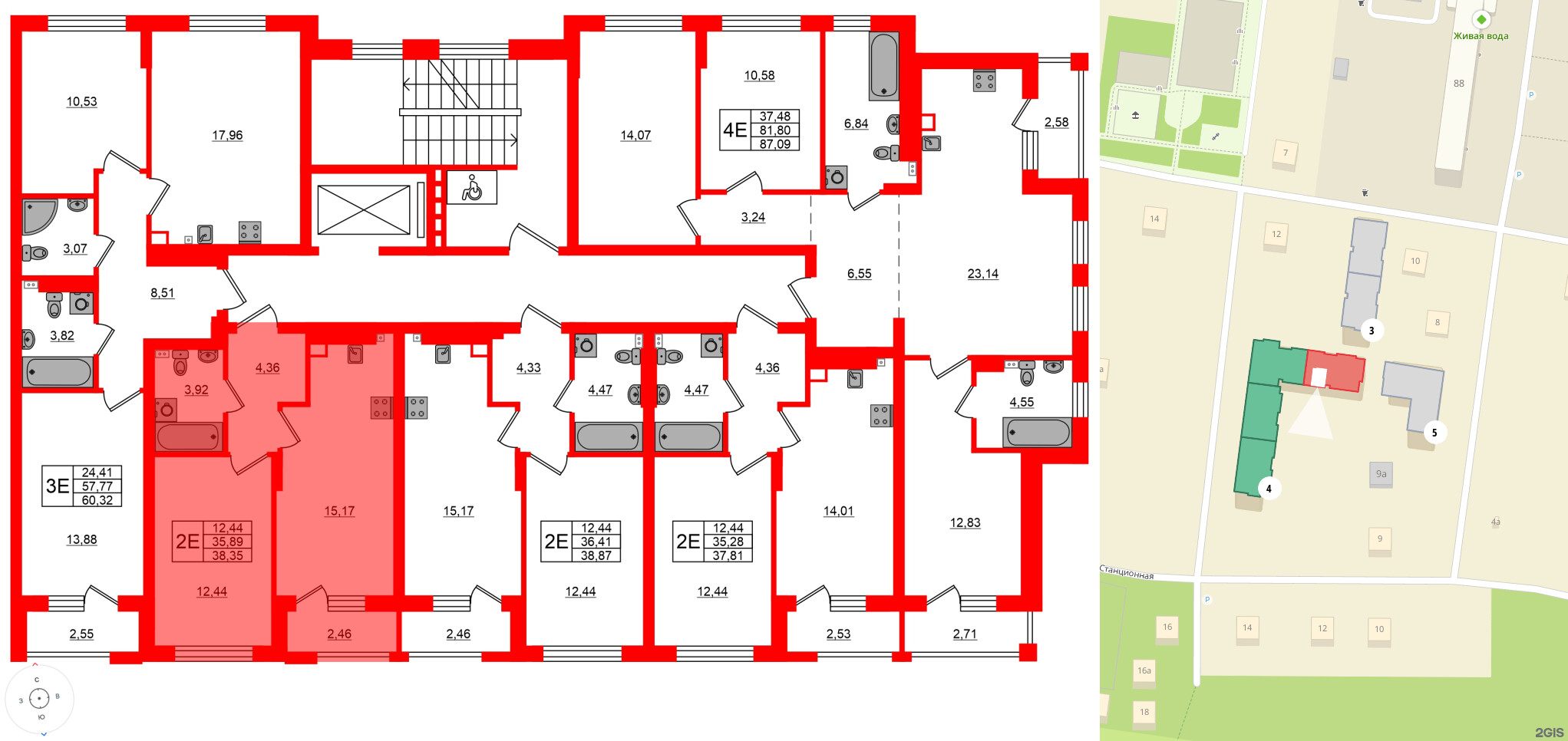 Квартира в ЖК «Новая история», 1 комнатная, 38.35 м², 3 этаж
