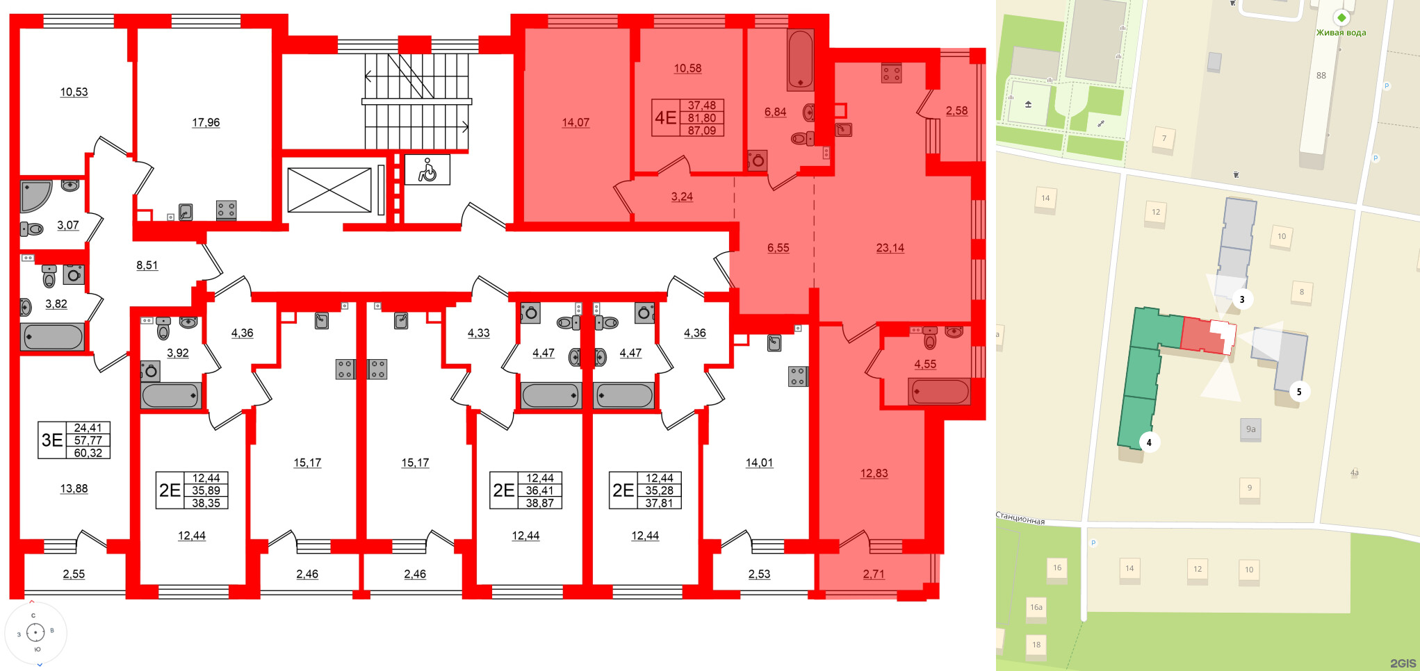 Квартира в ЖК «Новая история», 3 комнатная, 87.09 м², 4 этаж