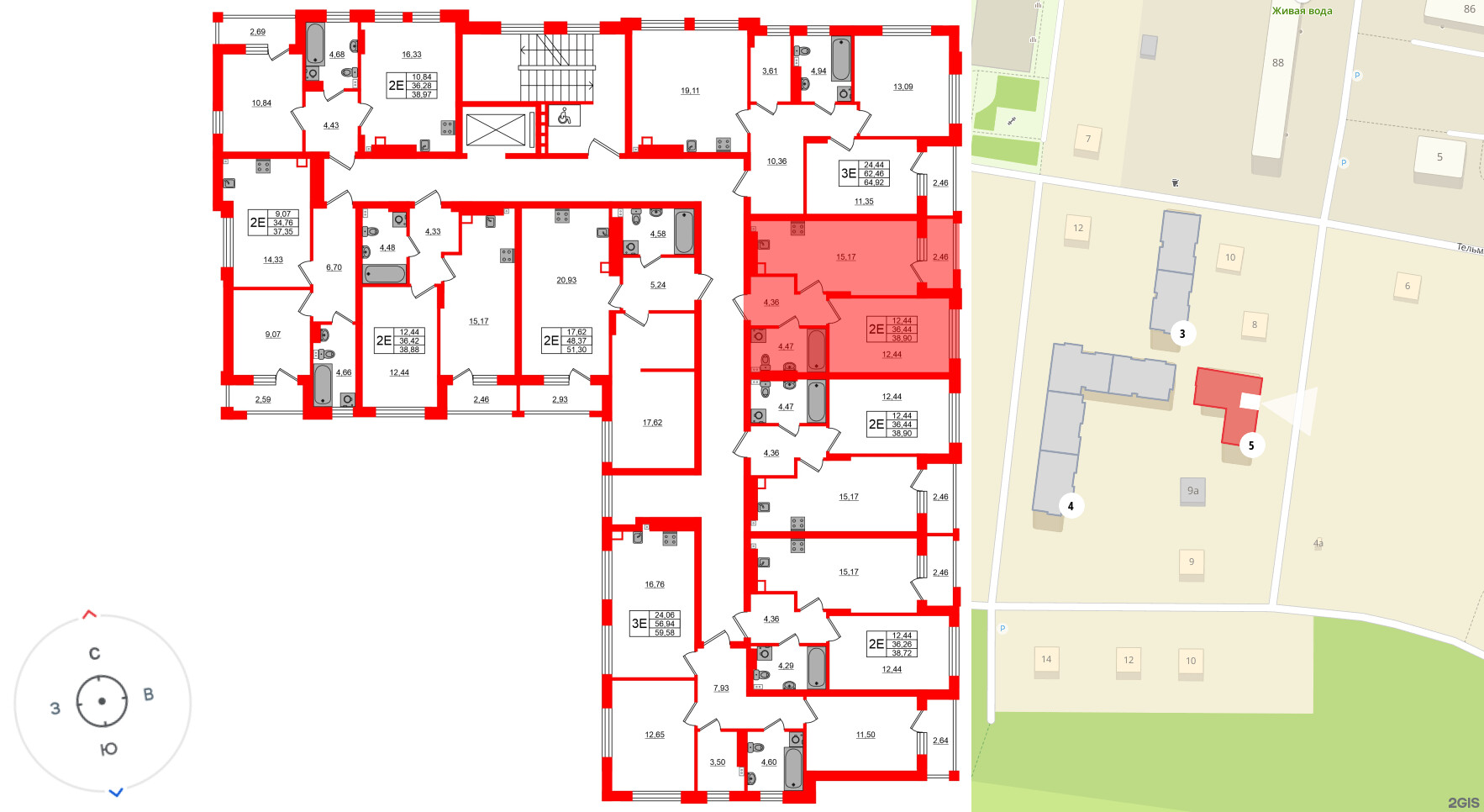 Квартира в ЖК «Новая история», 1 комнатная, 38.9 м², 4 этаж