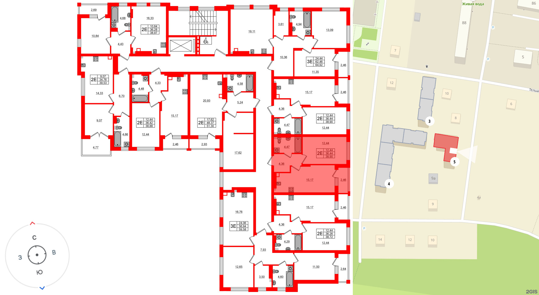Квартира в ЖК «Новая история», 1 комнатная, 38.9 м², 5 этаж