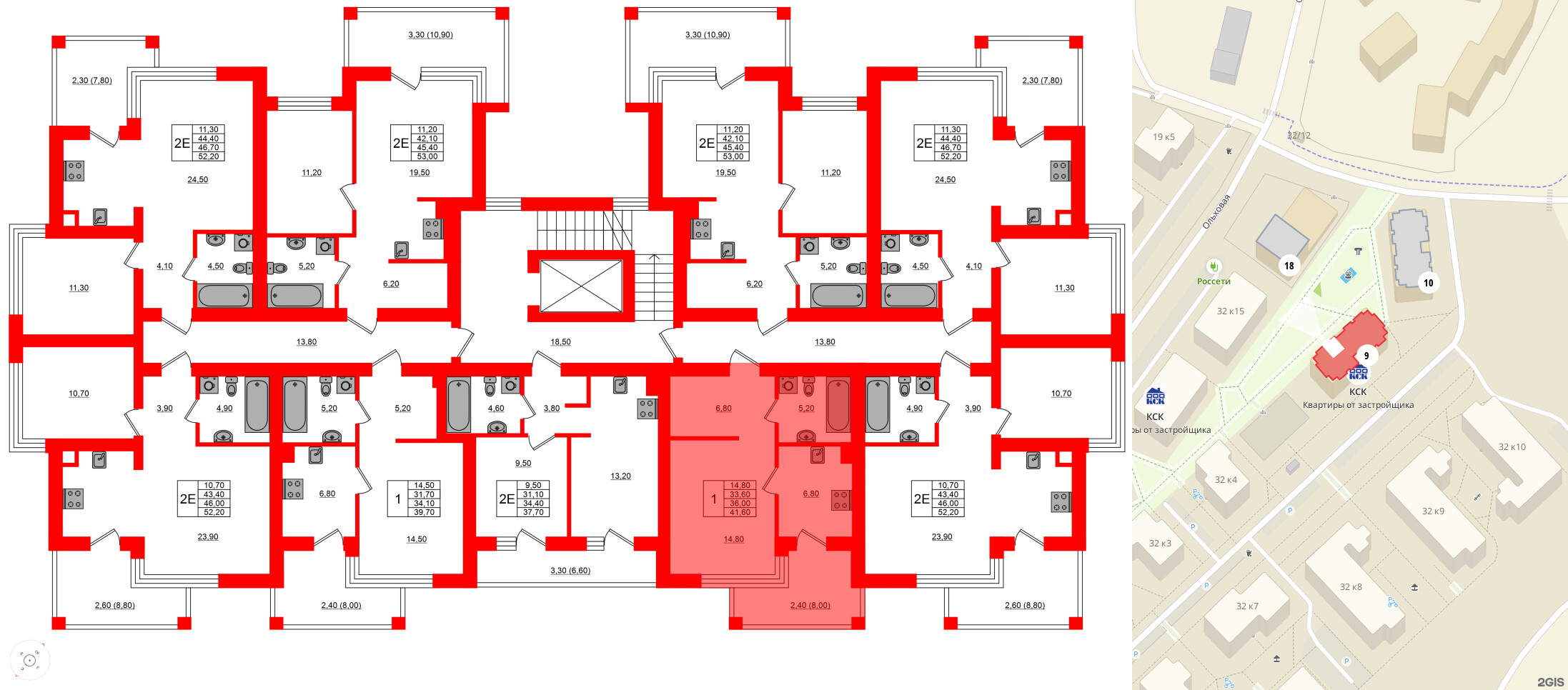 Квартира в ЖК Парковый, 1 комнатная, 36 м², 5 этаж
