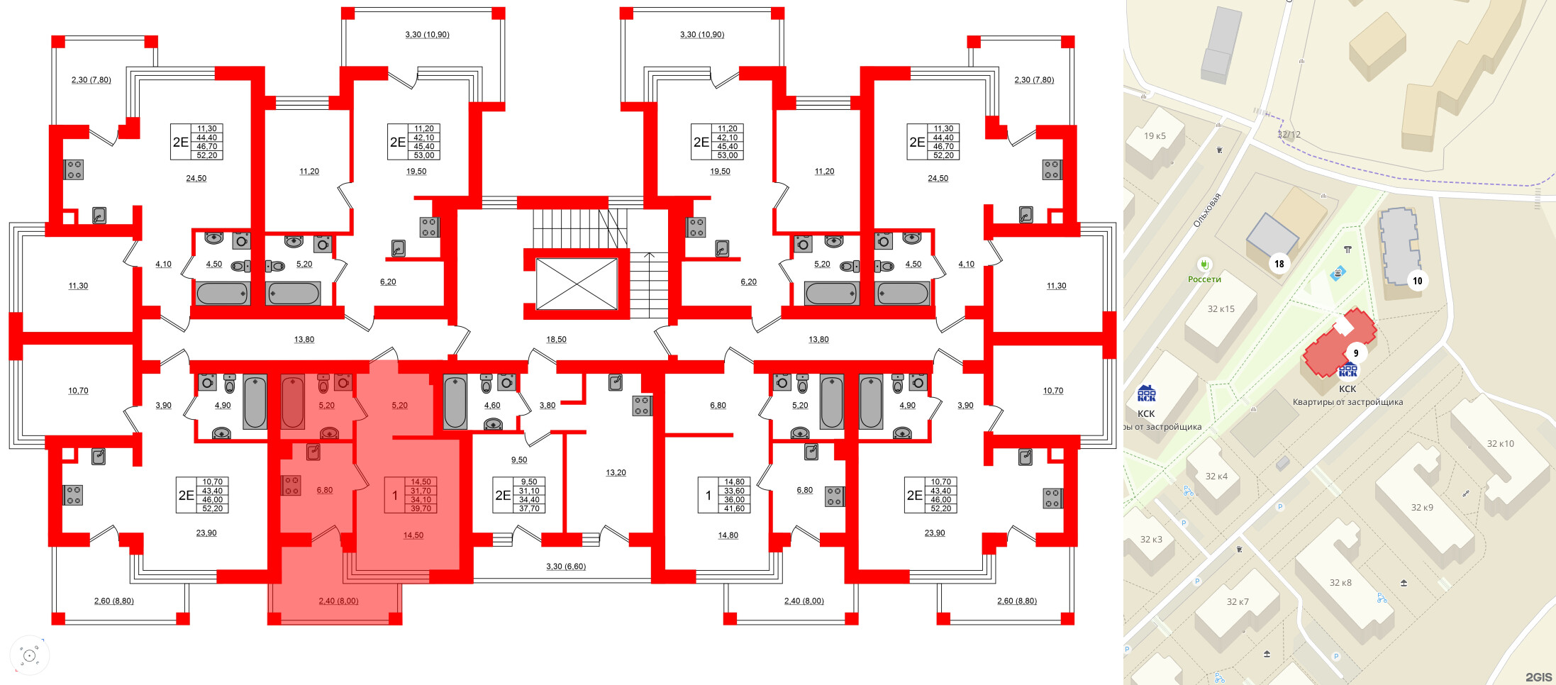 Квартира в ЖК Парковый, 1 комнатная, 34.1 м², 3 этаж