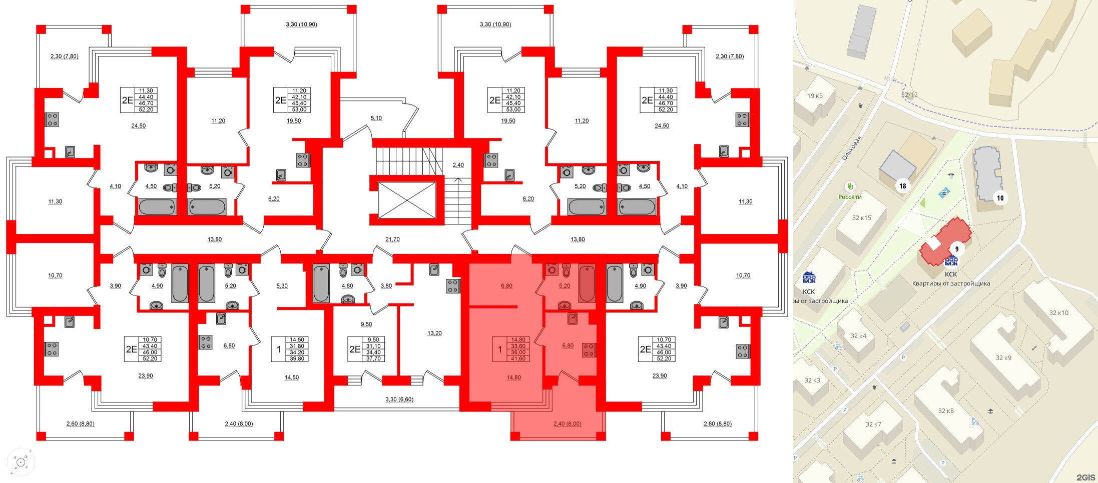 Квартира в ЖК Парковый, 1 комнатная, 36 м², 1 этаж