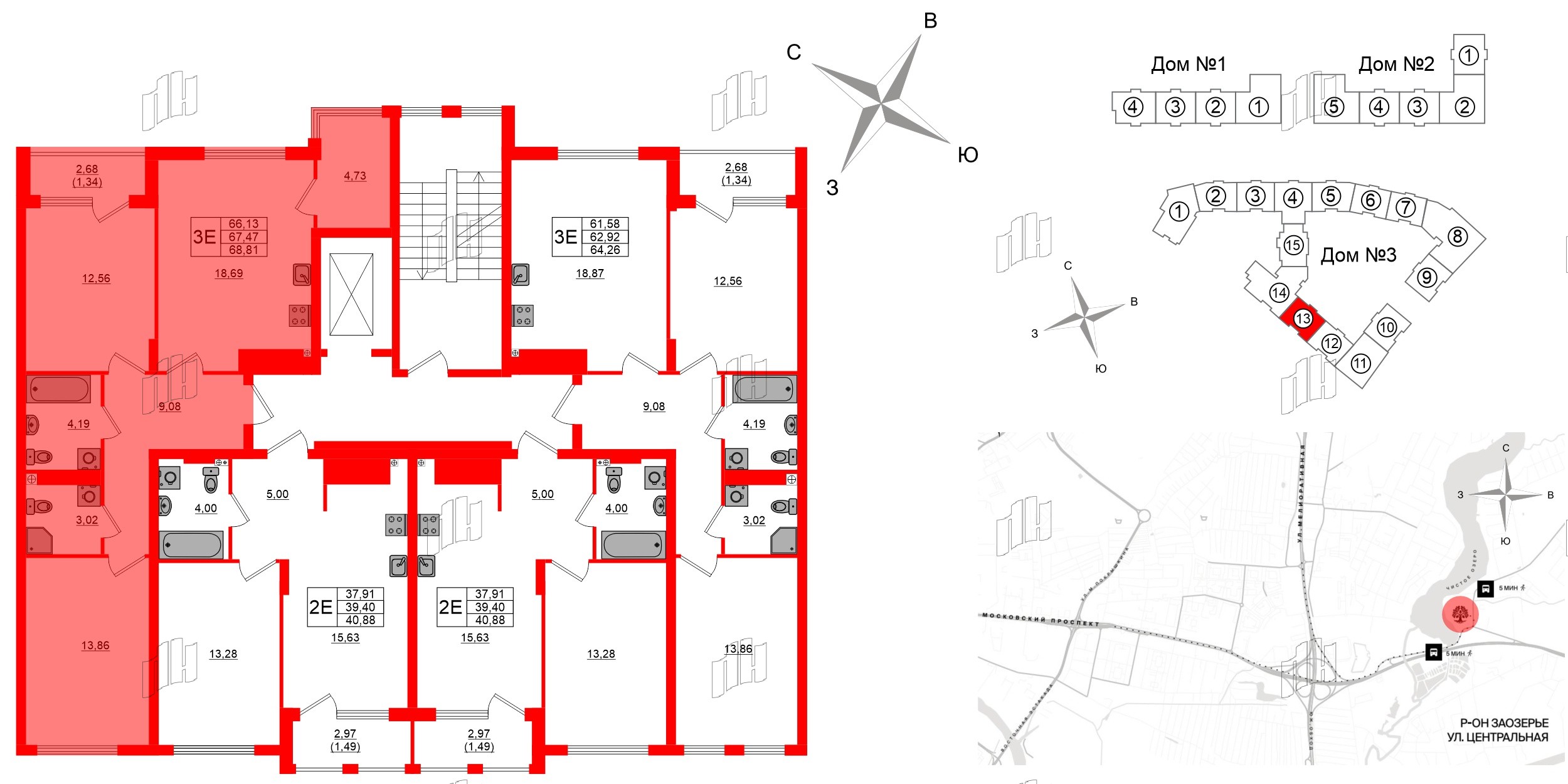 Квартира в ЖК «Расцвет Парк», 2 комнатная, 67.47 м², 2 этаж