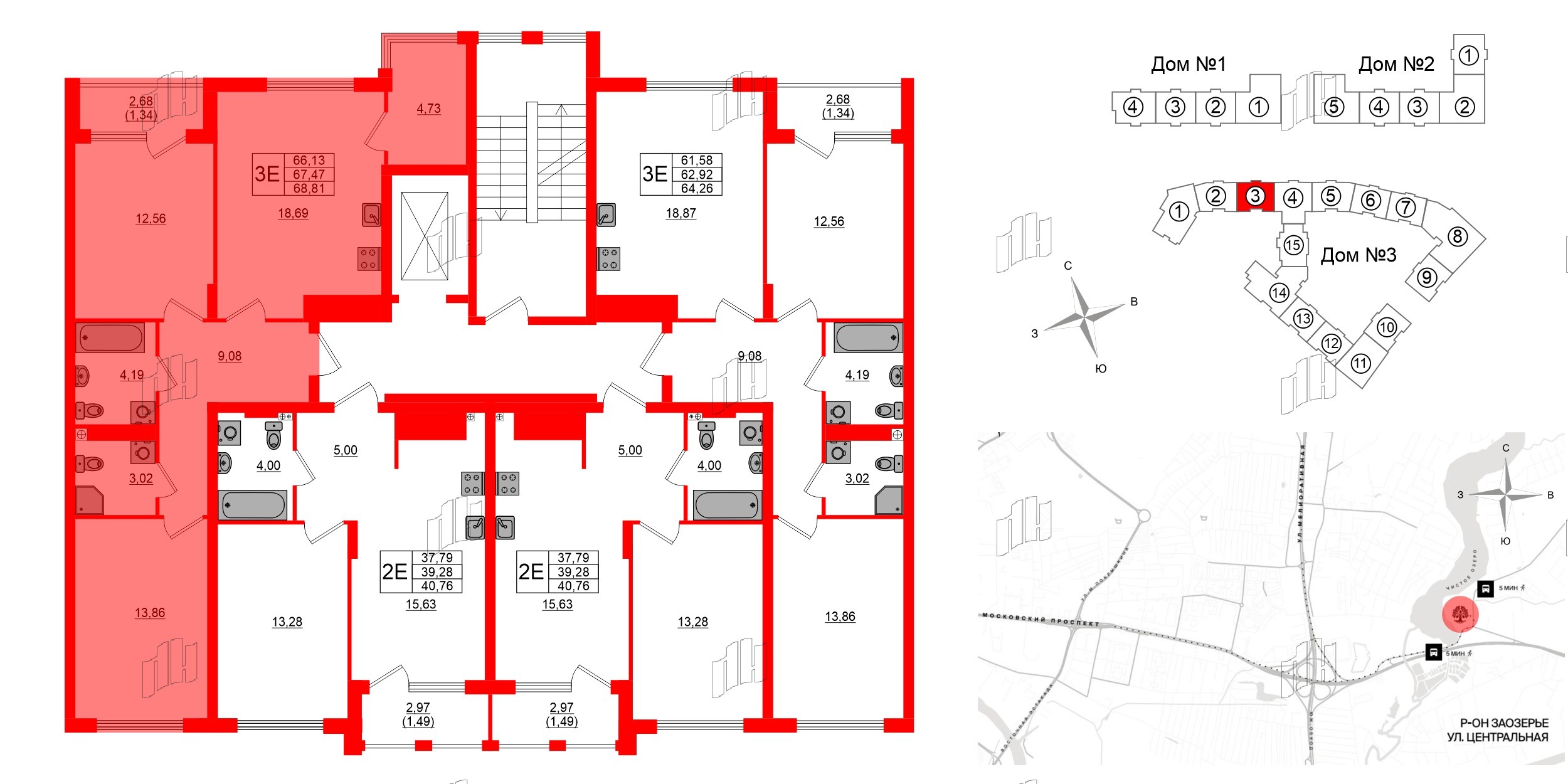 Квартира в ЖК «Расцвет Парк», 2 комнатная, 67.47 м², 4 этаж