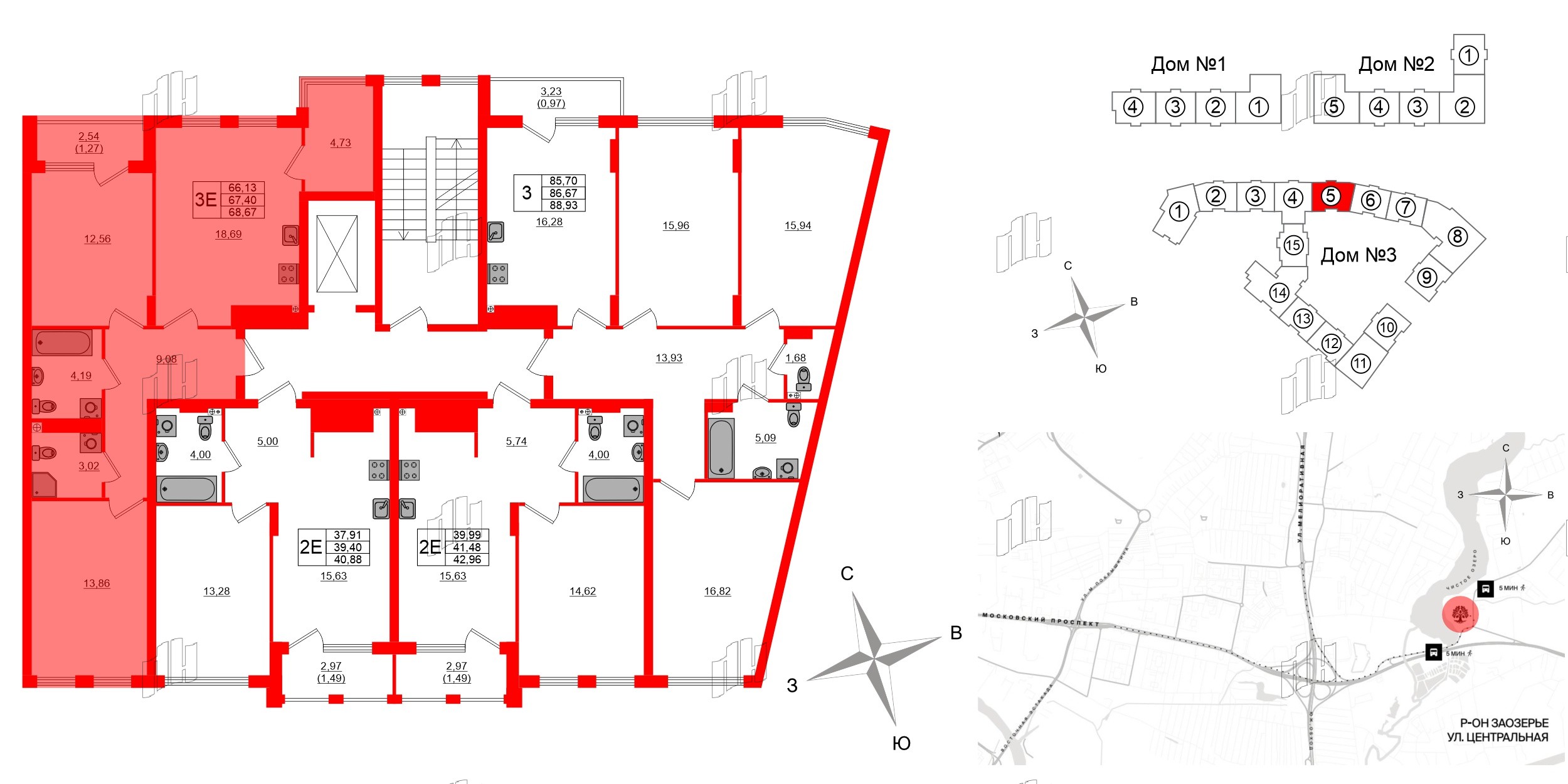 Квартира в ЖК «Расцвет Парк», 2 комнатная, 67.4 м², 4 этаж