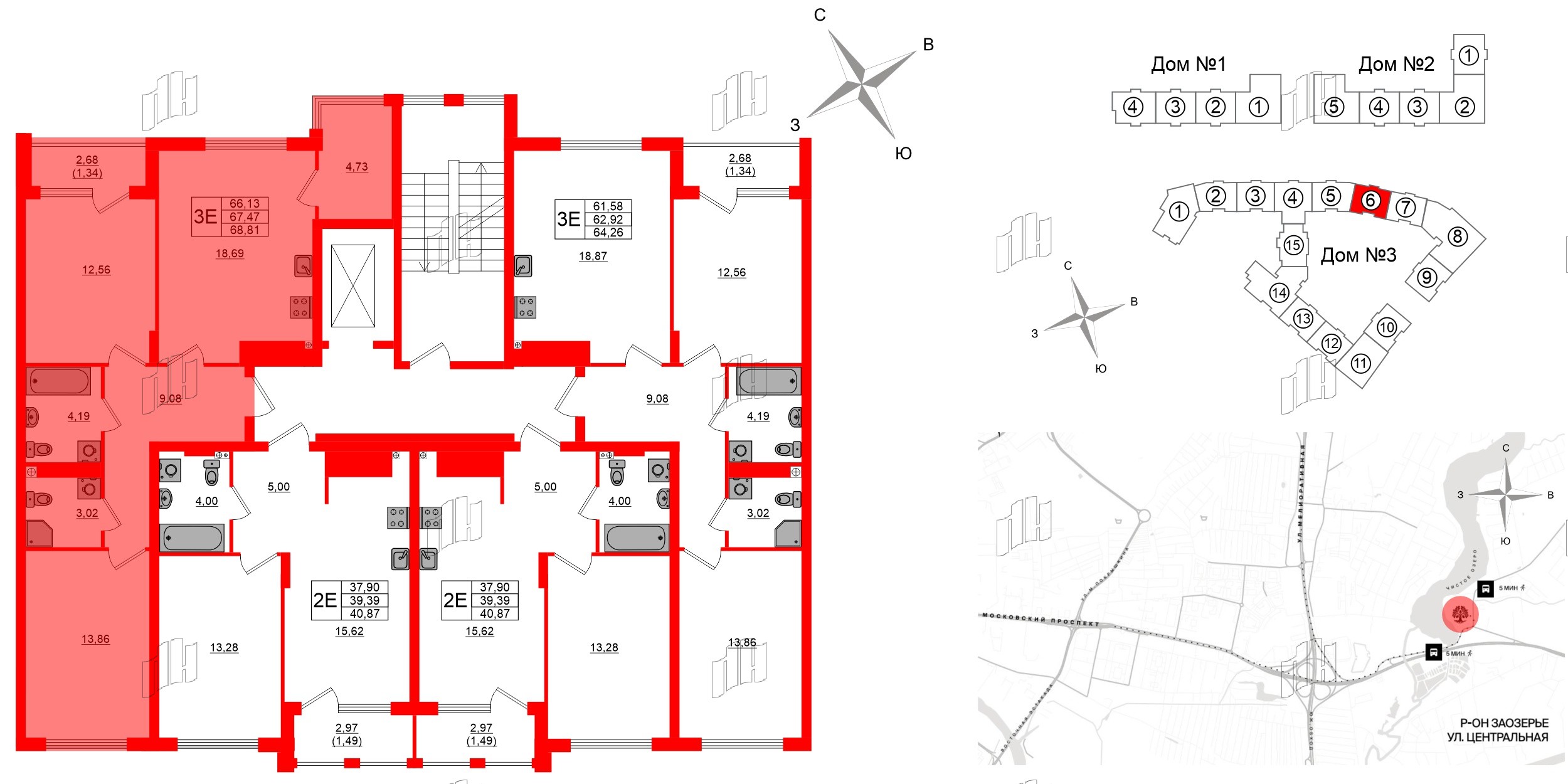 Квартира в ЖК «Расцвет Парк», 2 комнатная, 67.47 м², 4 этаж