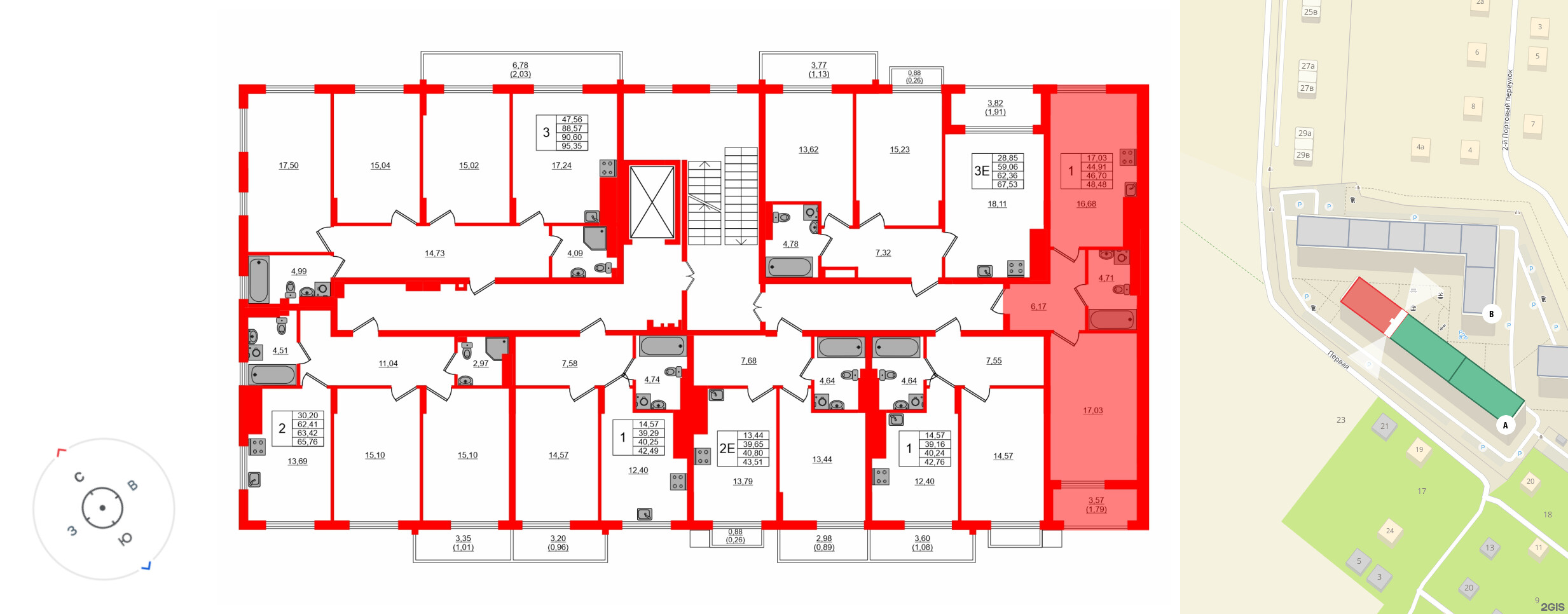 Квартира в ЖК «АЭРО», 1 комнатная, 46.7 м², 7 этаж