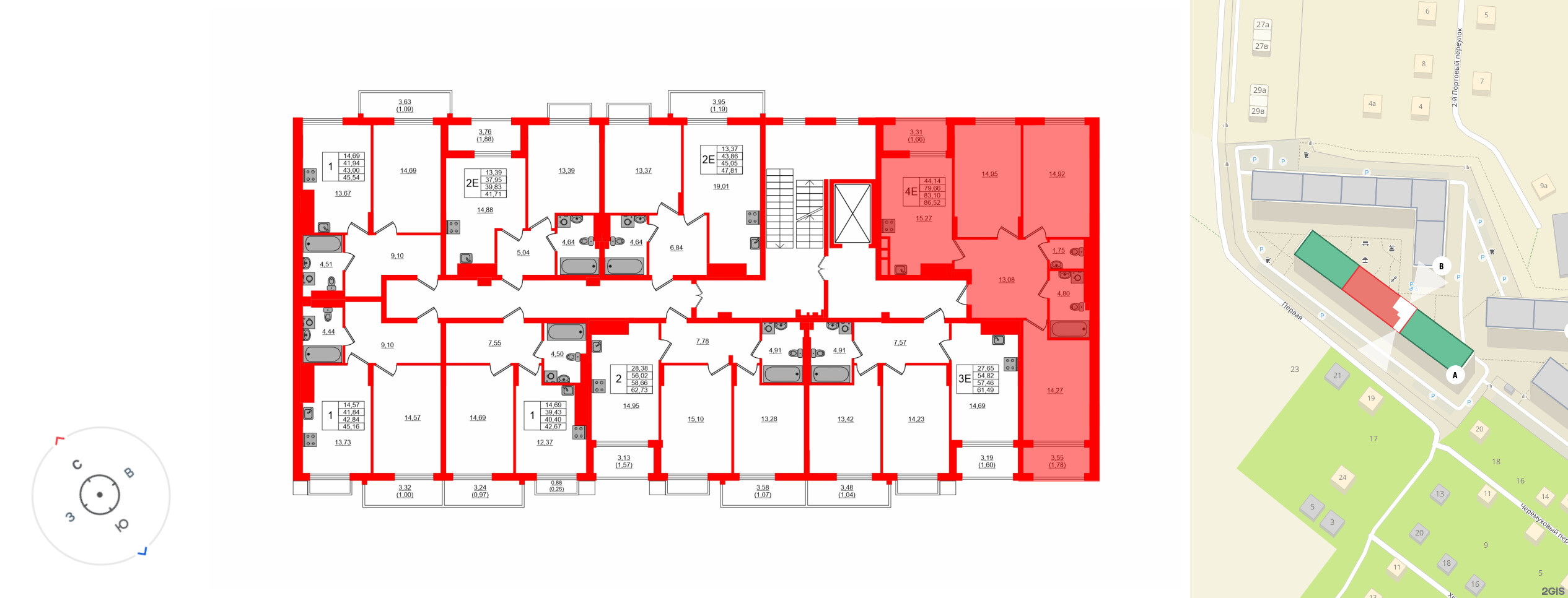 Квартира в ЖК «АЭРО», 3 комнатная, 83.1 м², 7 этаж