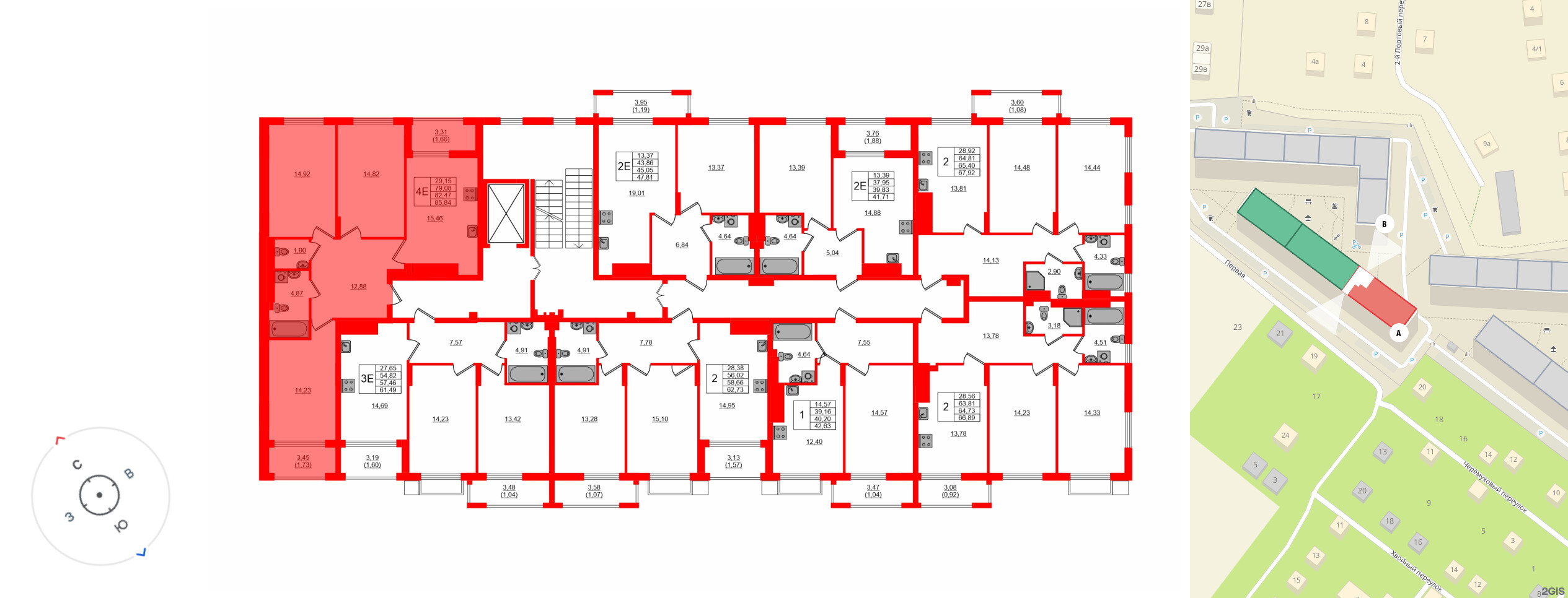 Квартира в ЖК «АЭРО», 3 комнатная, 83.1 м², 5 этаж
