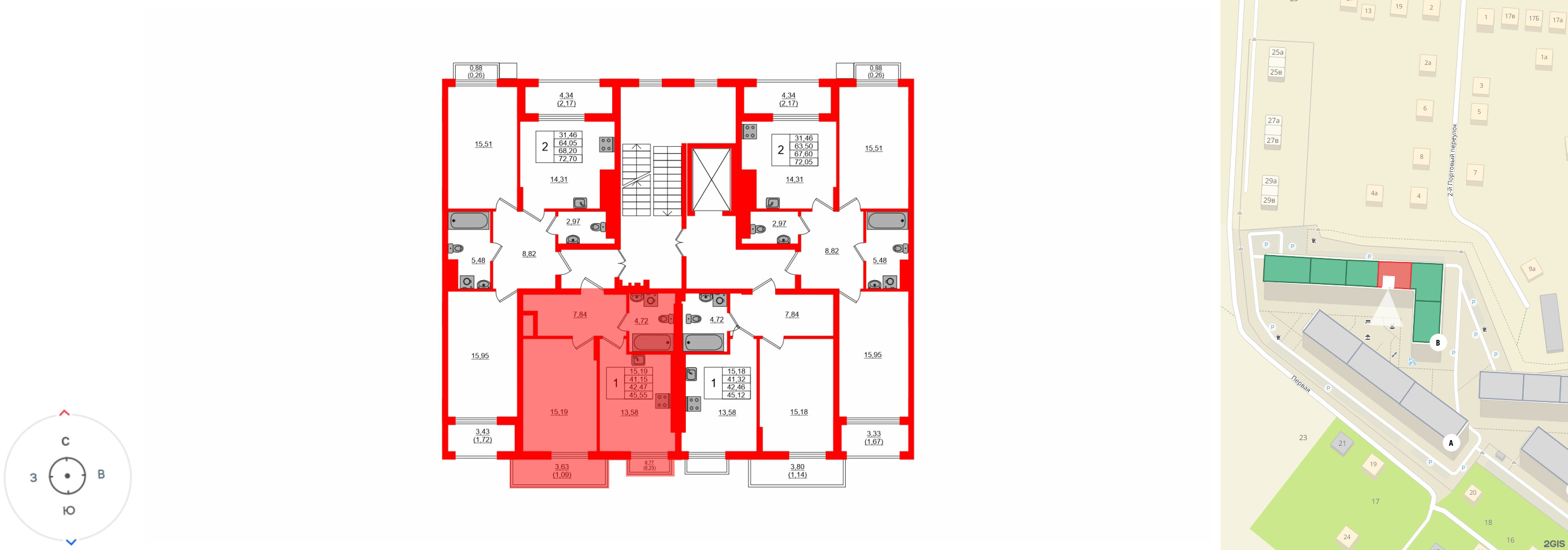 Квартира в ЖК «АЭРО», 1 комнатная, 42.7 м², 7 этаж