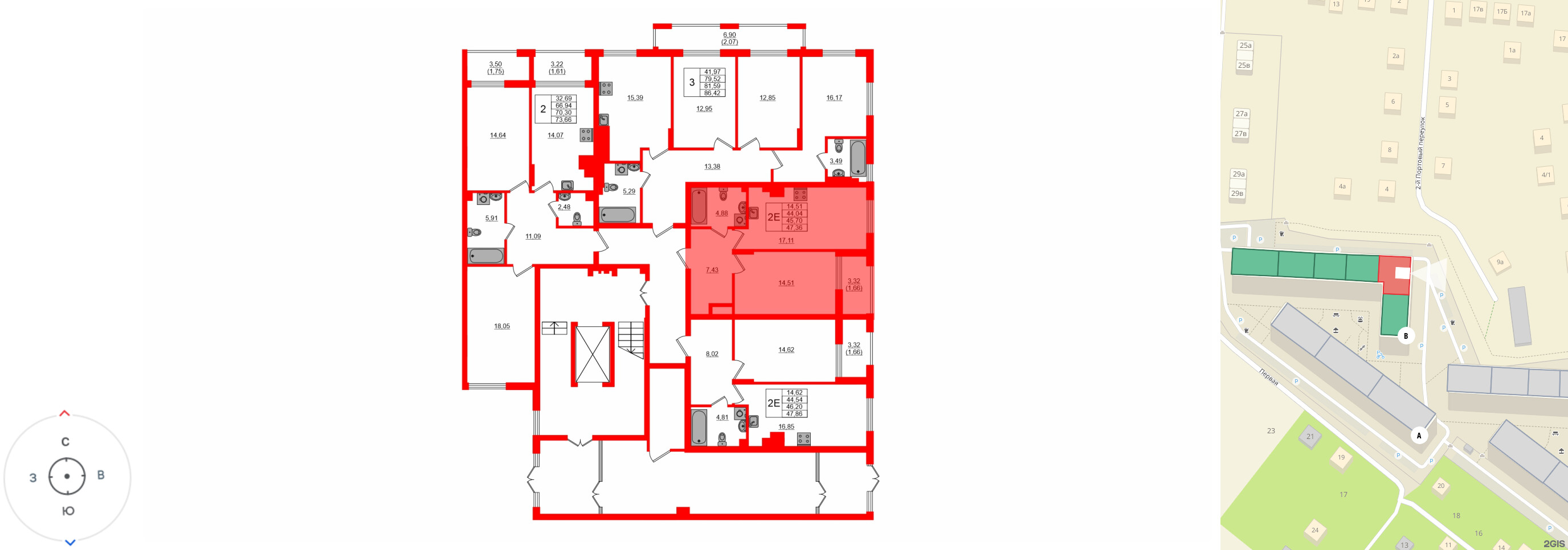 Квартира в ЖК «АЭРО», 1 комнатная, 45.7 м², 1 этаж