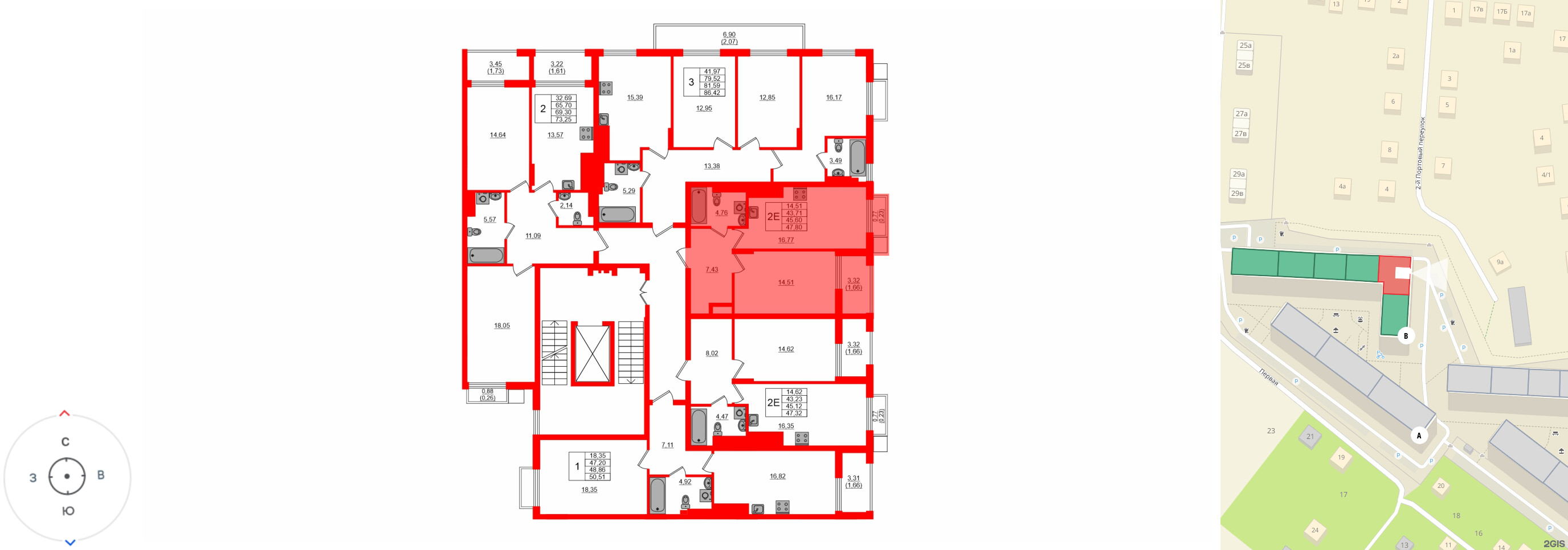 Квартира в ЖК «АЭРО», 1 комнатная, 45.6 м², 7 этаж