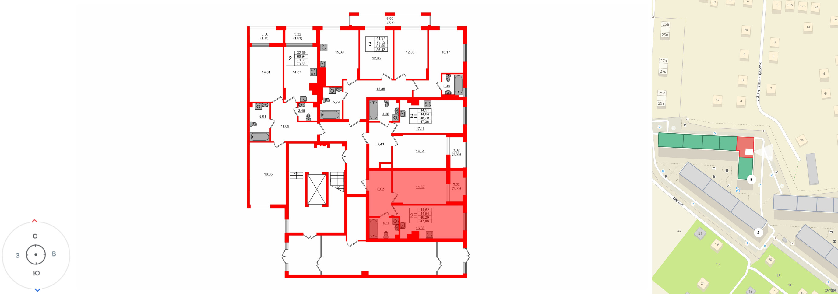Квартира в ЖК «АЭРО», 1 комнатная, 46.2 м², 1 этаж
