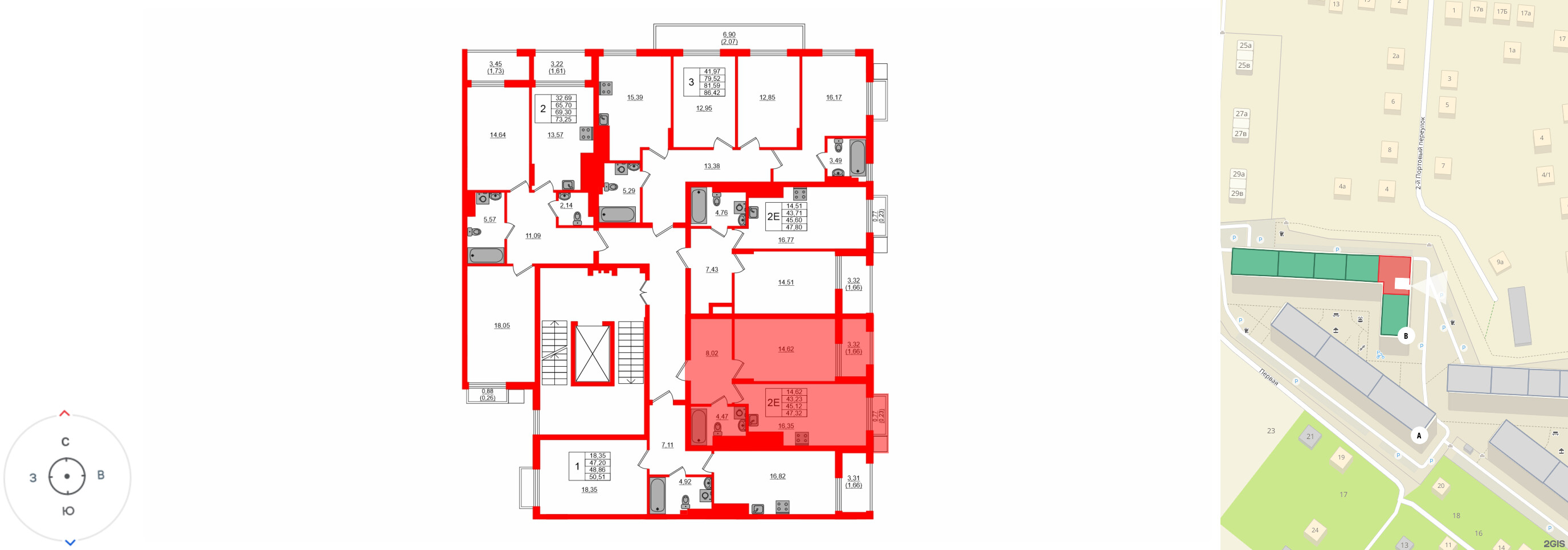 Квартира в ЖК «АЭРО», 1 комнатная, 45.4 м², 7 этаж