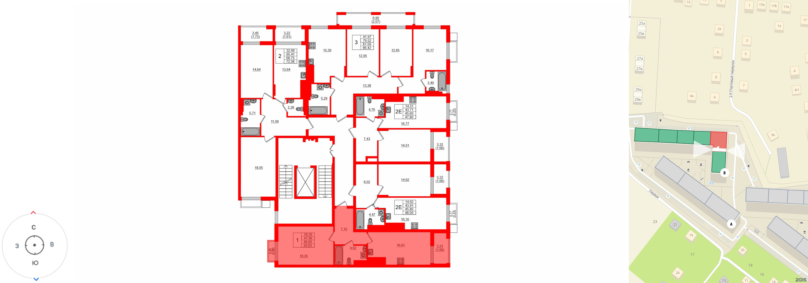 Квартира в ЖК «АЭРО», 1 комнатная, 49.6 м², 6 этаж
