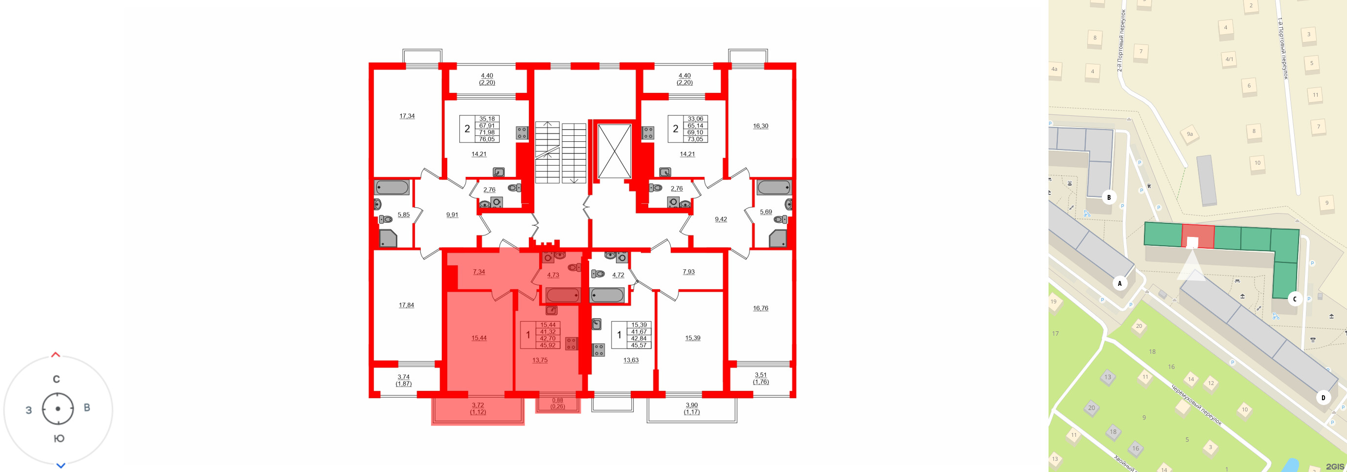 Квартира в ЖК «АЭРО», 1 комнатная, 42.7 м², 7 этаж