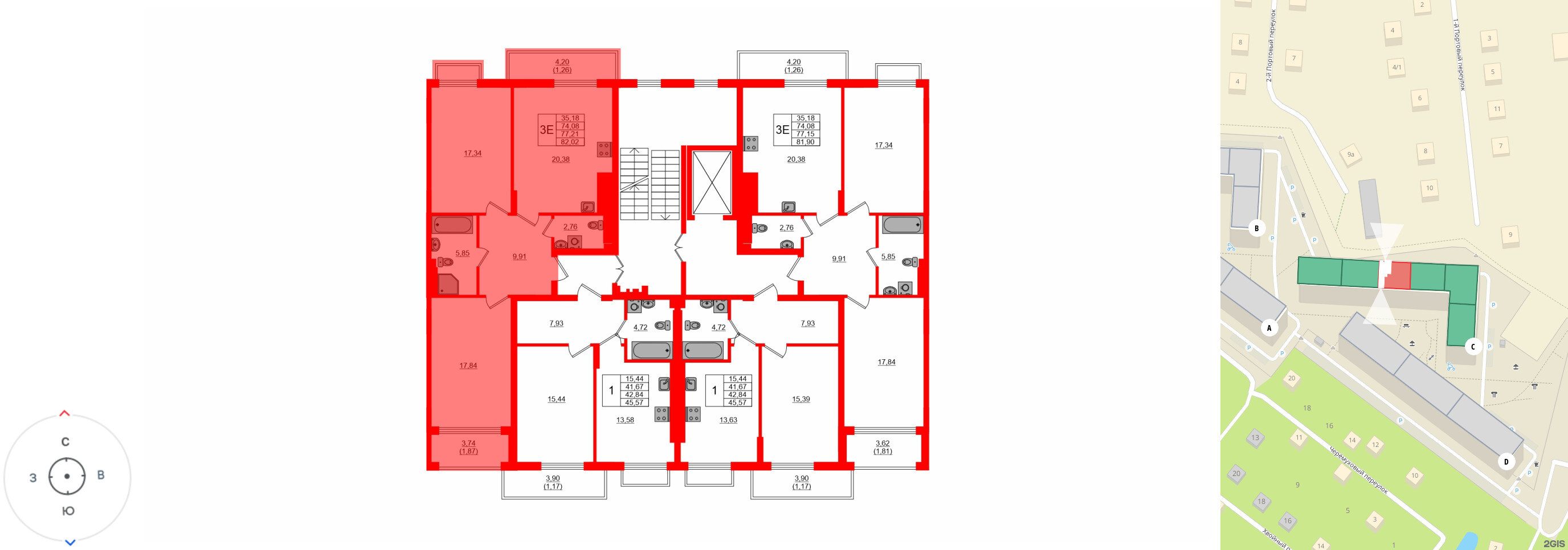 Квартира в ЖК «АЭРО», 2 комнатная, 78 м², 7 этаж