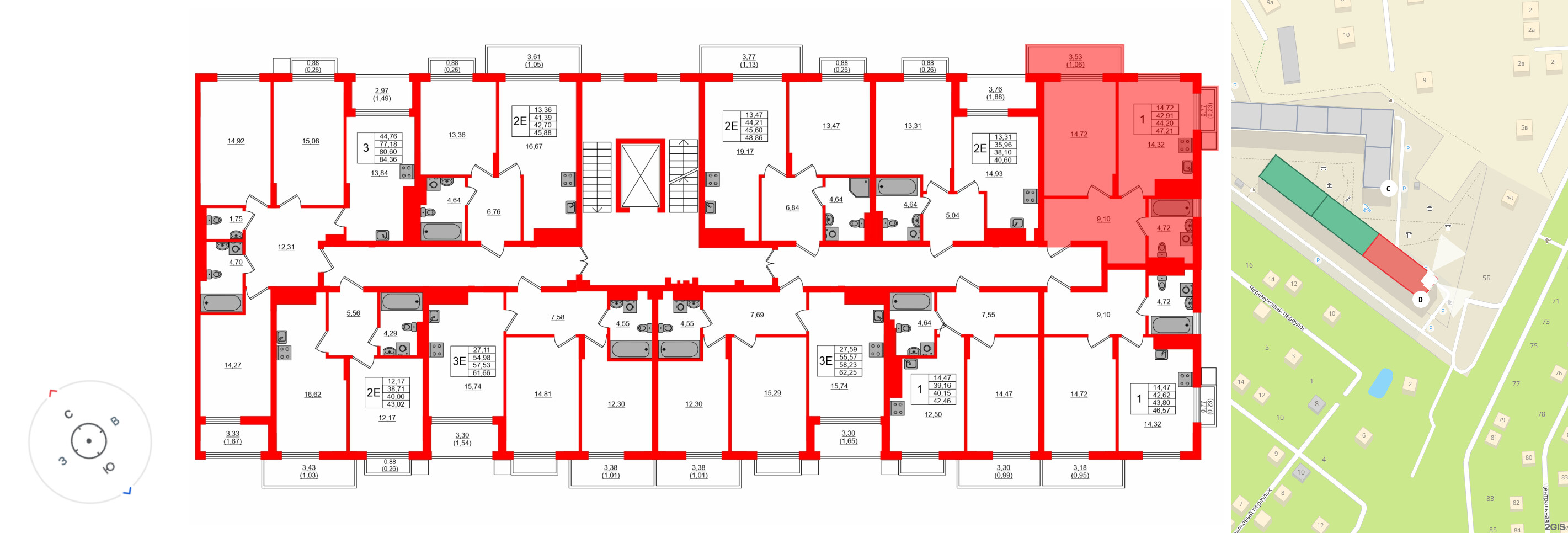 Квартира в ЖК «АЭРО», 1 комнатная, 44.2 м², 7 этаж