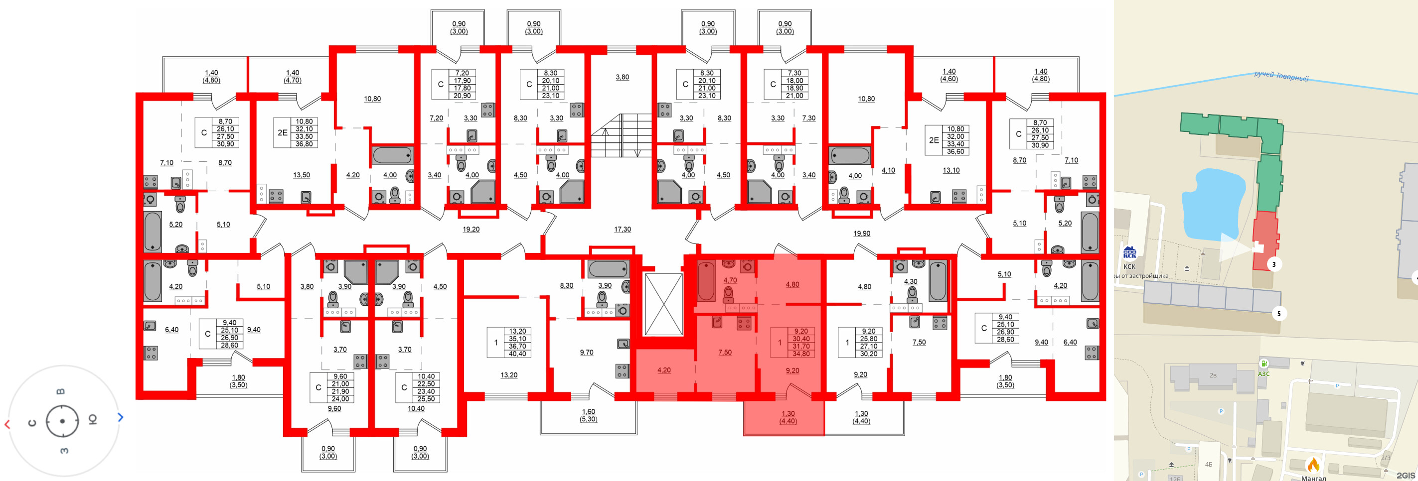 Квартира в ЖК Левада, 1 комнатная, 31.7 м², 7 этаж