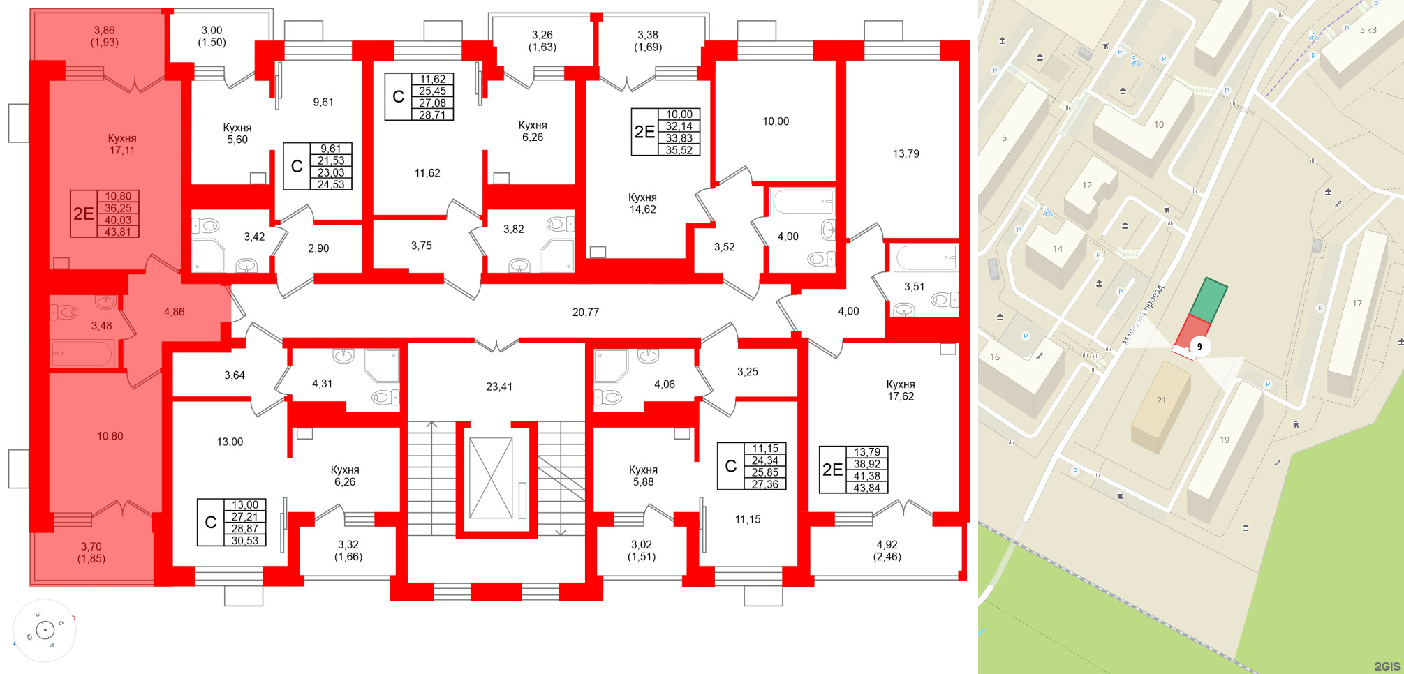 Квартира в ЖК Lake City-9, 1 комнатная, 40.03 м², 5 этаж