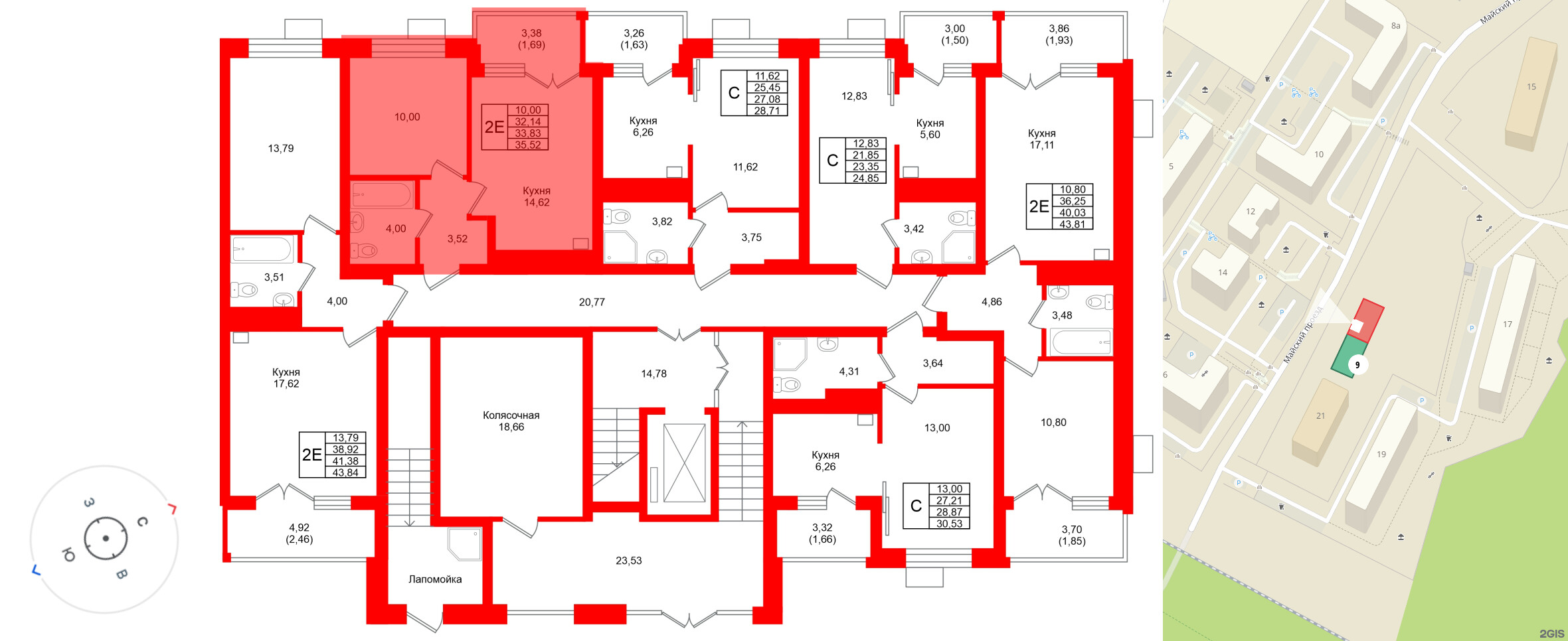 Квартира в ЖК Лэйк Сити-9, 1 комнатная, 33.83 м², 1 этаж