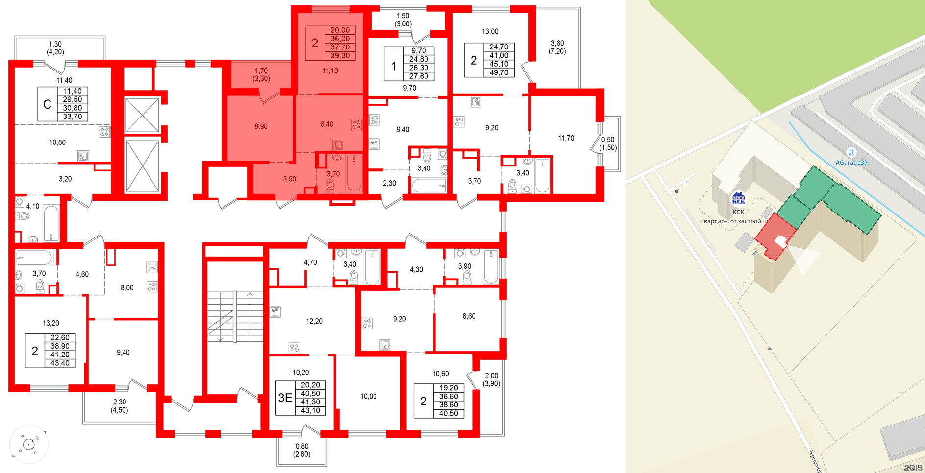 Квартира в ЖК Альпенштадт, 2 комнатная, 37.7 м², 5 этаж