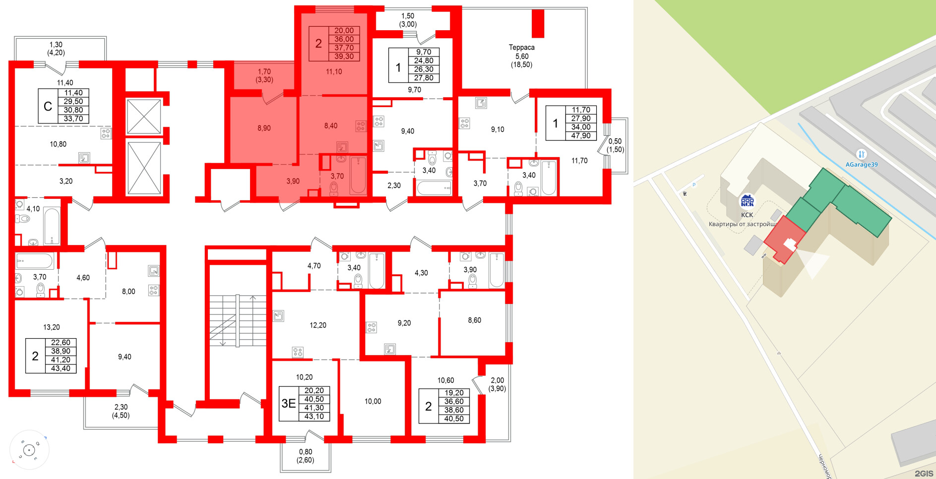 Квартира в ЖК Альпенштадт, 2 комнатная, 37.7 м², 8 этаж