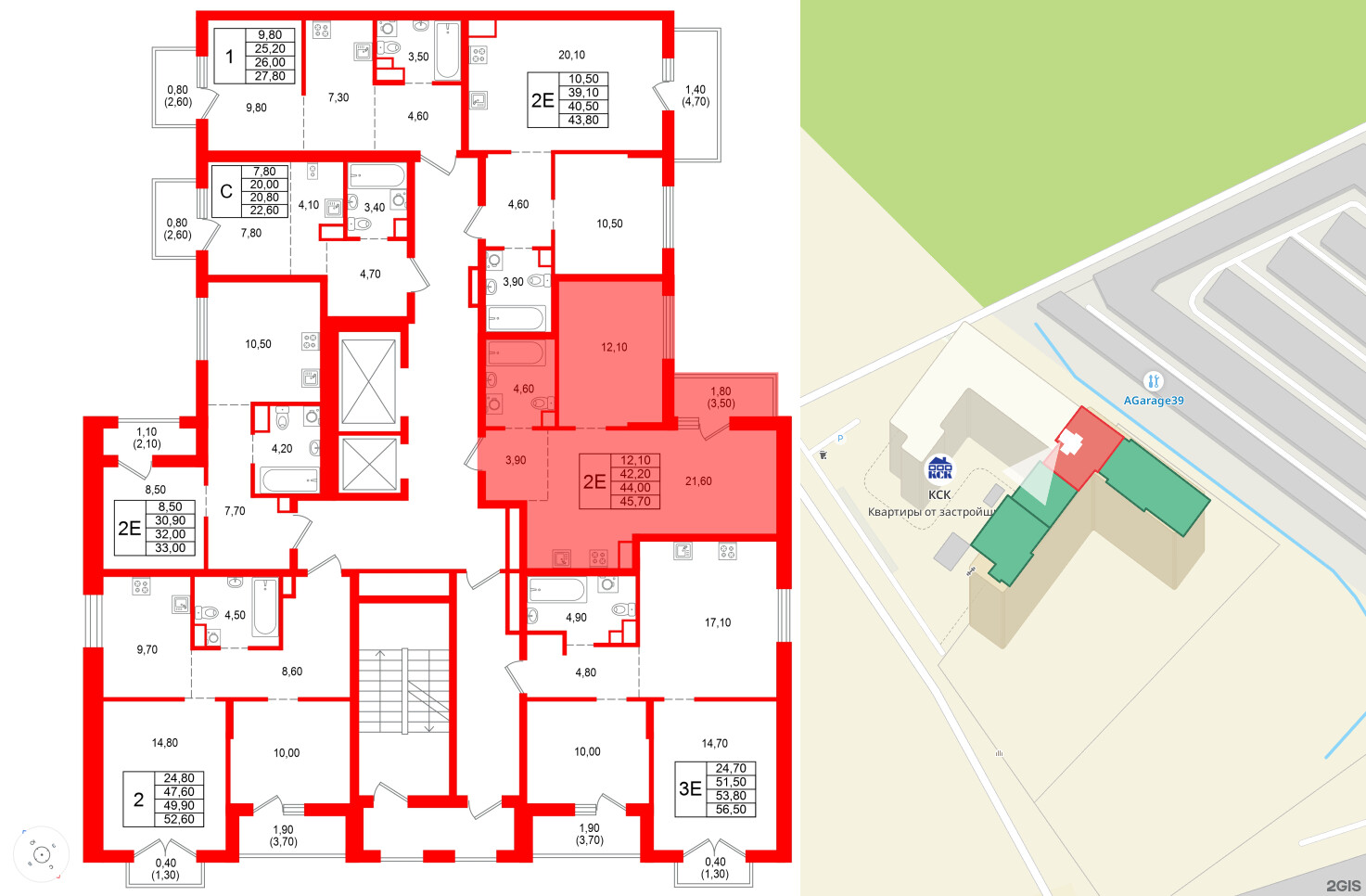 Квартира в ЖК Альпенштадт, 1 комнатная, 44 м², 13 этаж