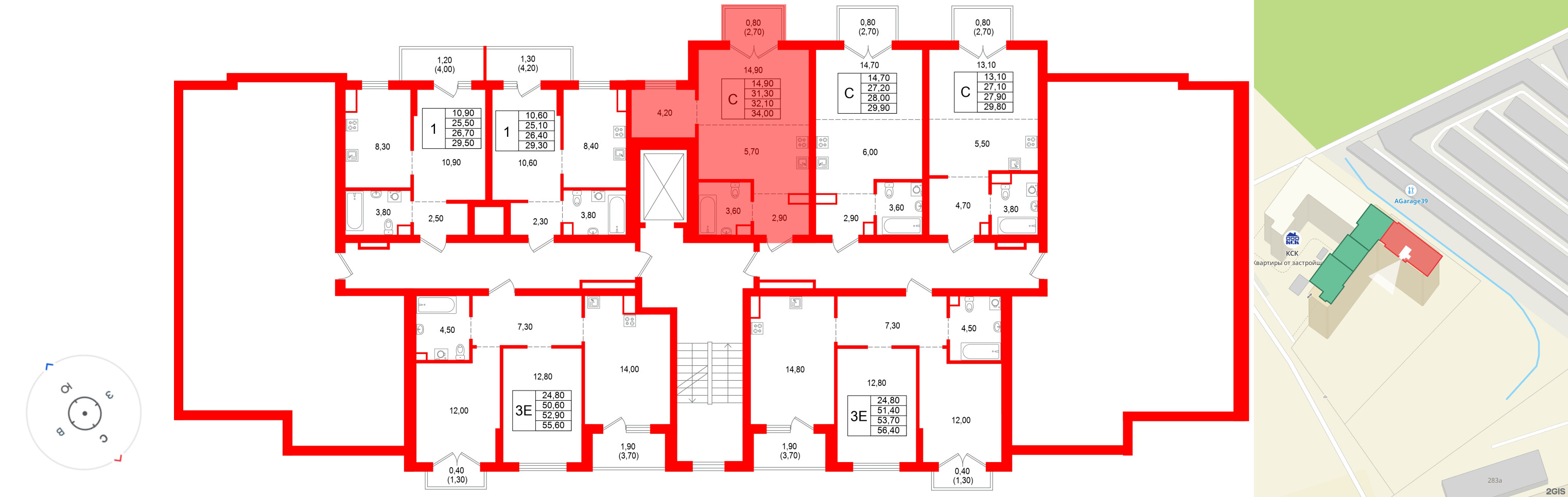Квартира в ЖК Альпенштадт, студия, 32.1 м², 9 этаж