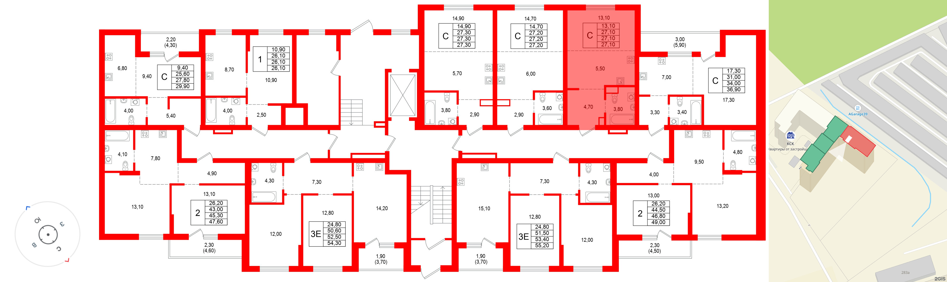Квартира в ЖК Альпенштадт, студия, 27.1 м², 1 этаж