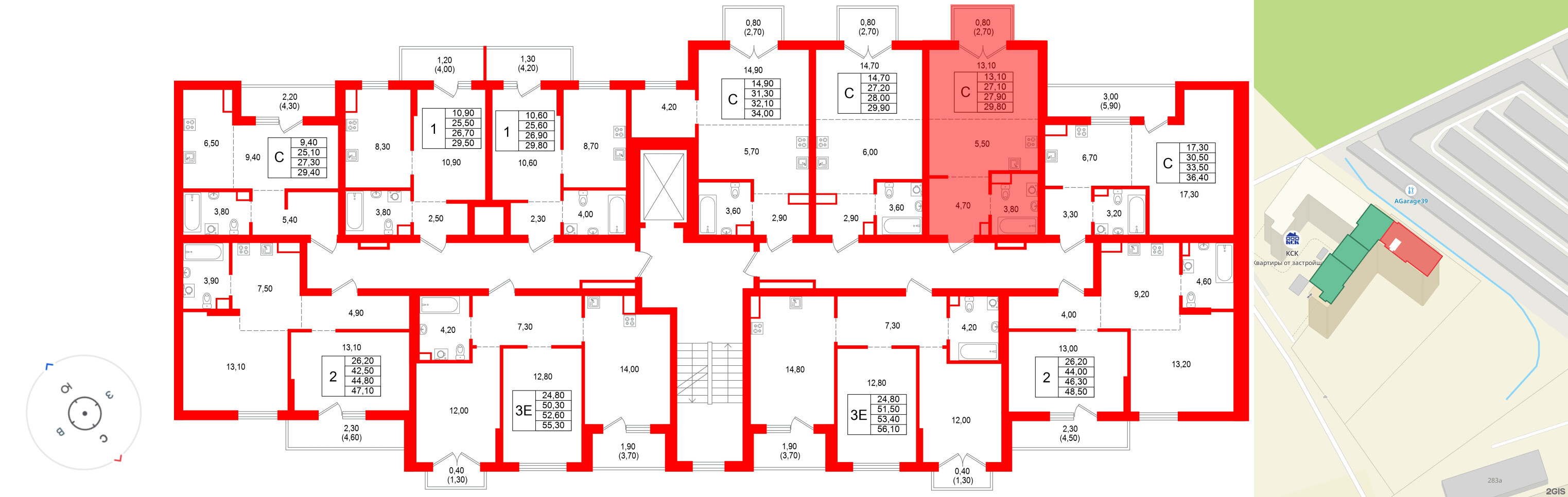 Квартира в ЖК Альпенштадт, студия, 27.9 м², 2 этаж